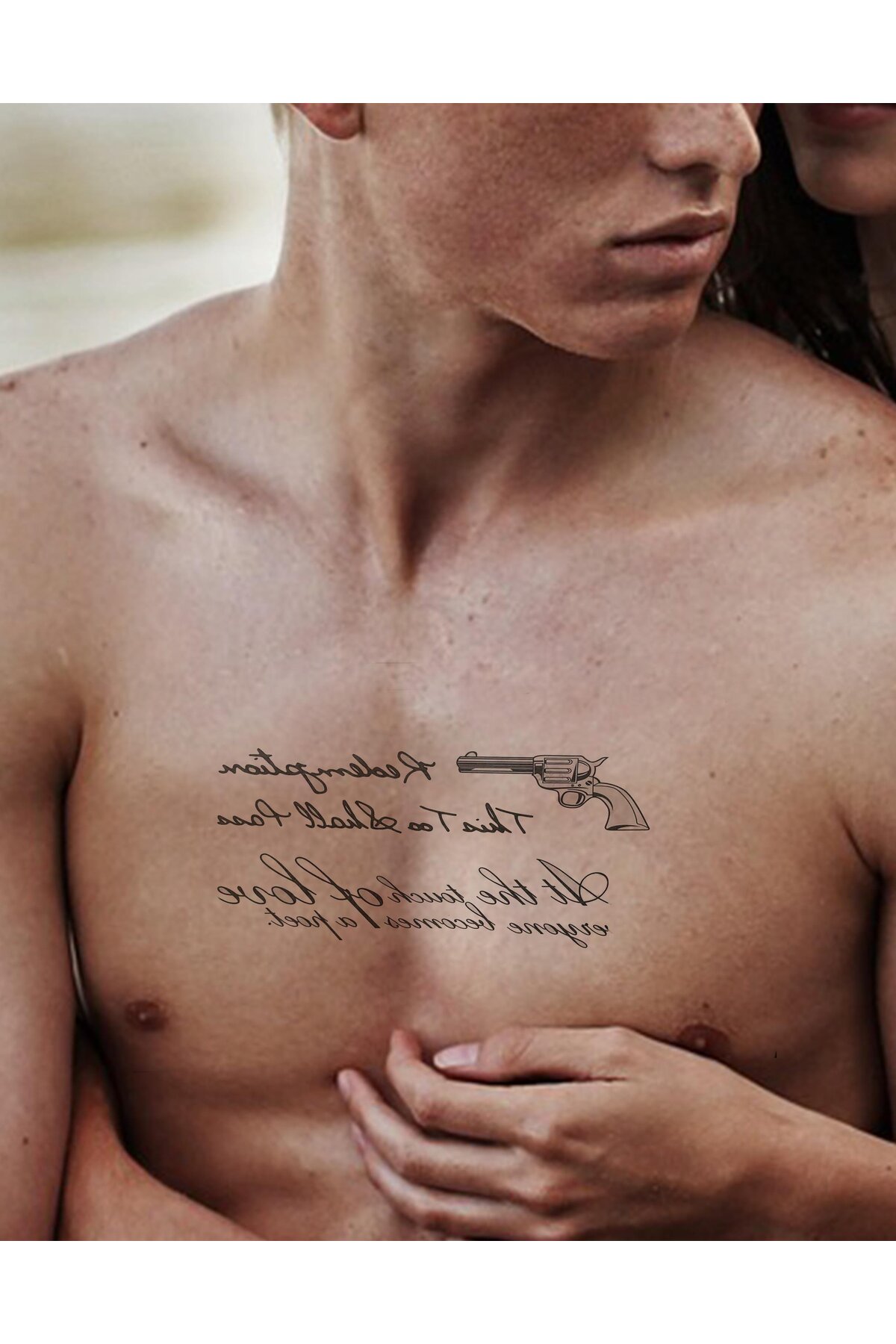 TAKIŞTIR Yazı Ve Silah Figürlü 12 Saat Sonra Kararan Geçici Dövme Tattoo