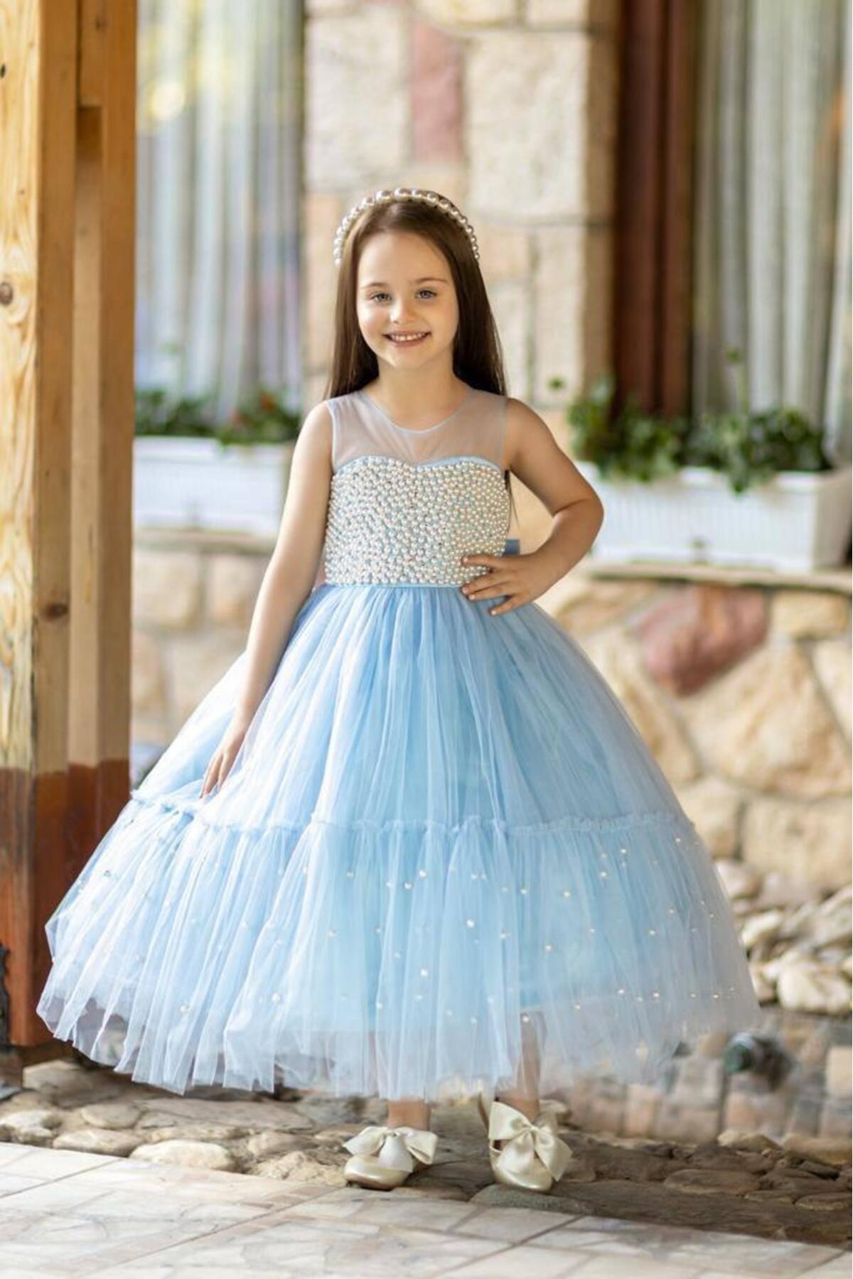nisaykids KIZ ÇOCUK İNCİLİ ABİYE TARLATAN VE TAÇ
