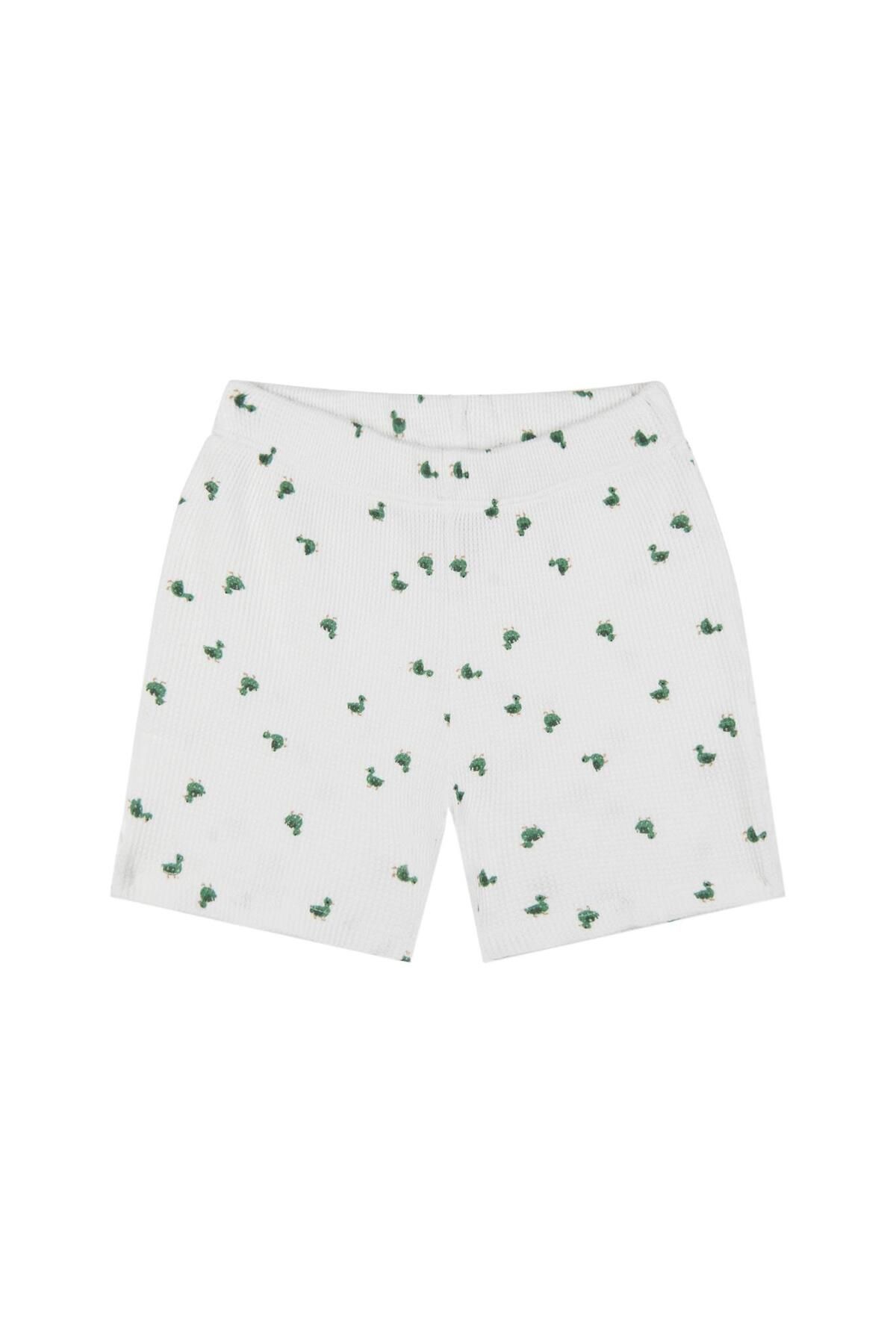 Antebies-Little Duck Patterned Shorts Pajama Set 4