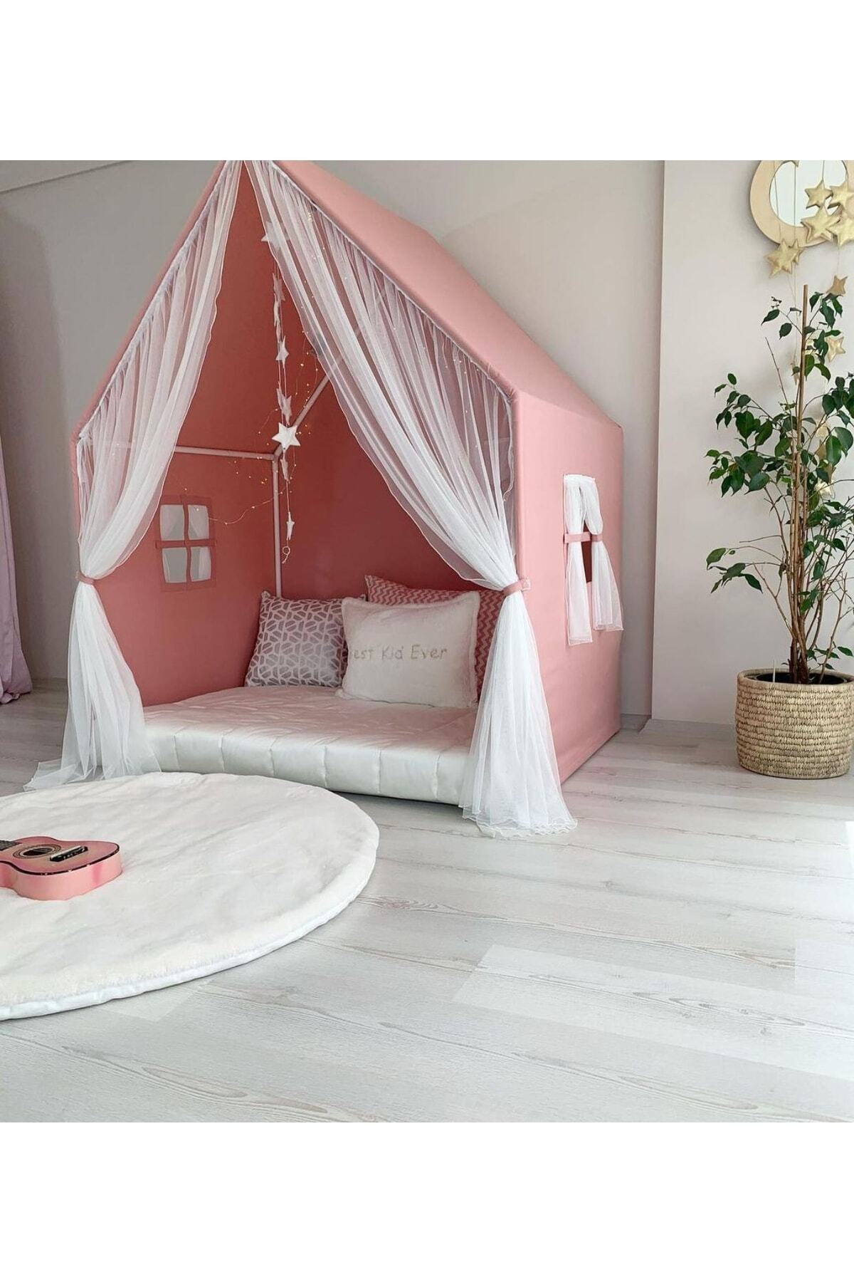 PAMUKA Pembe Perdeli Montessori Oyun Evi+Oyun Halısı fotoğrafı 2 (önizleme)