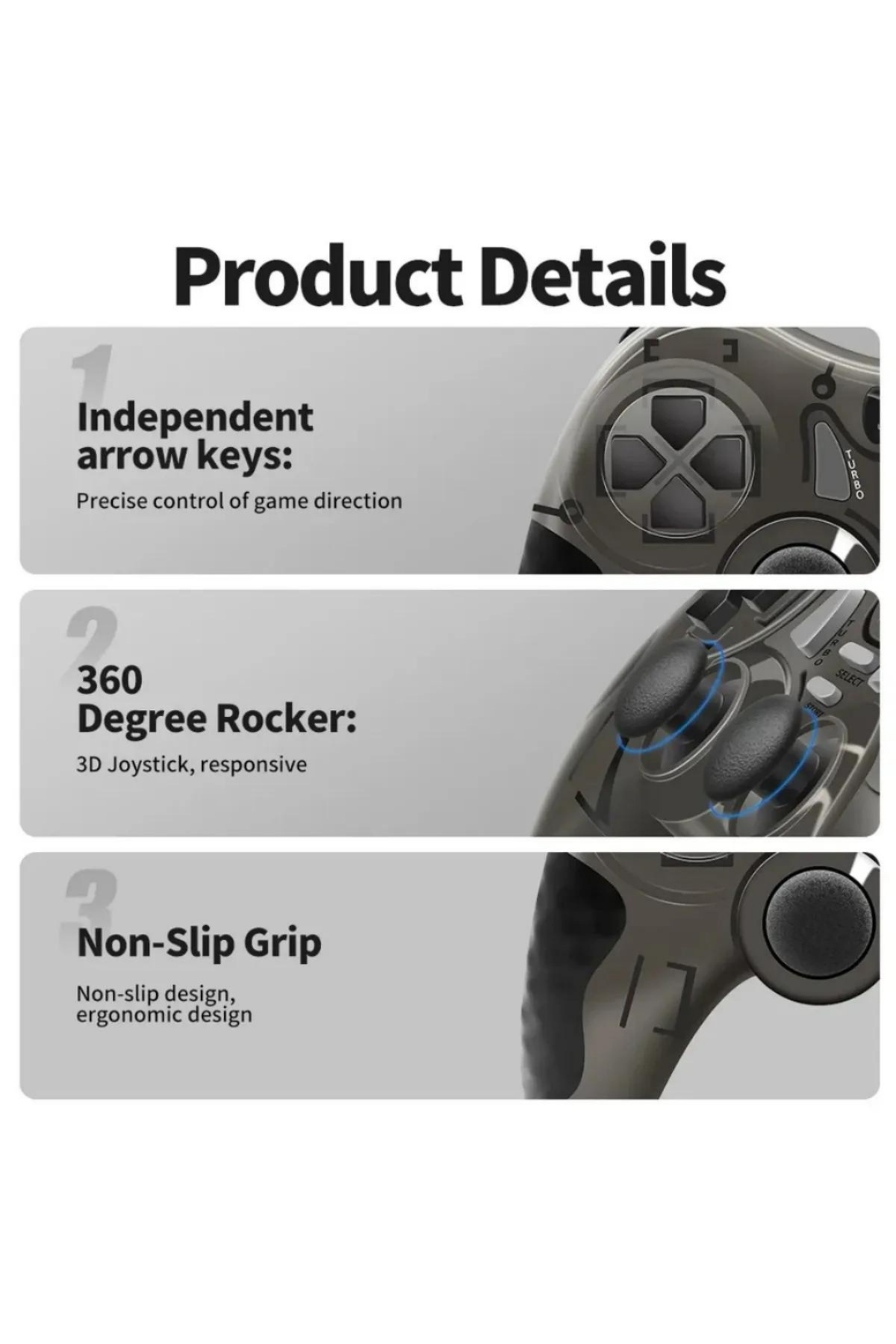 Leons Usb Joystick Gamepad Oyun Kolu Pc Bilgisayar Laptop Uyumlu 4