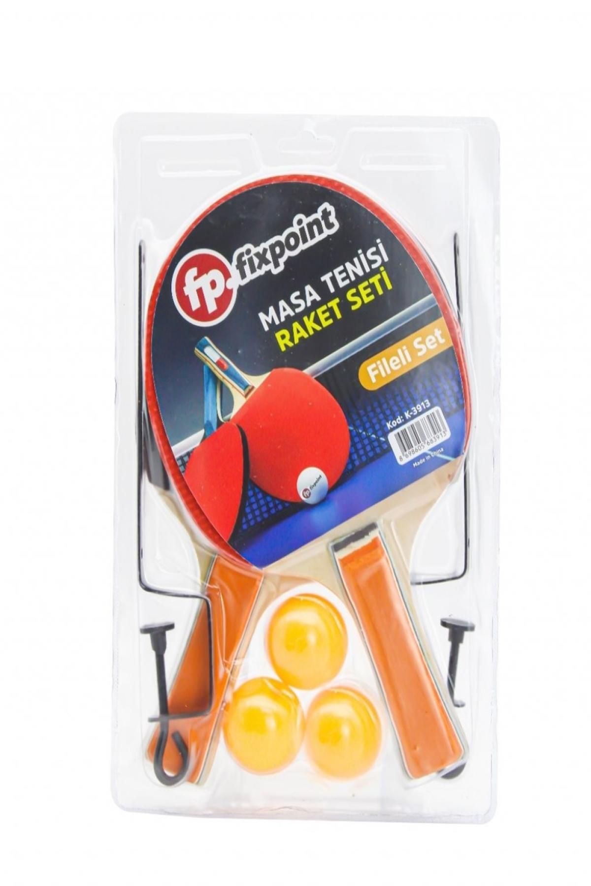 Genel Markalar Masa Tenisi Raket Fileli + 3 Top FixPoint K-3913