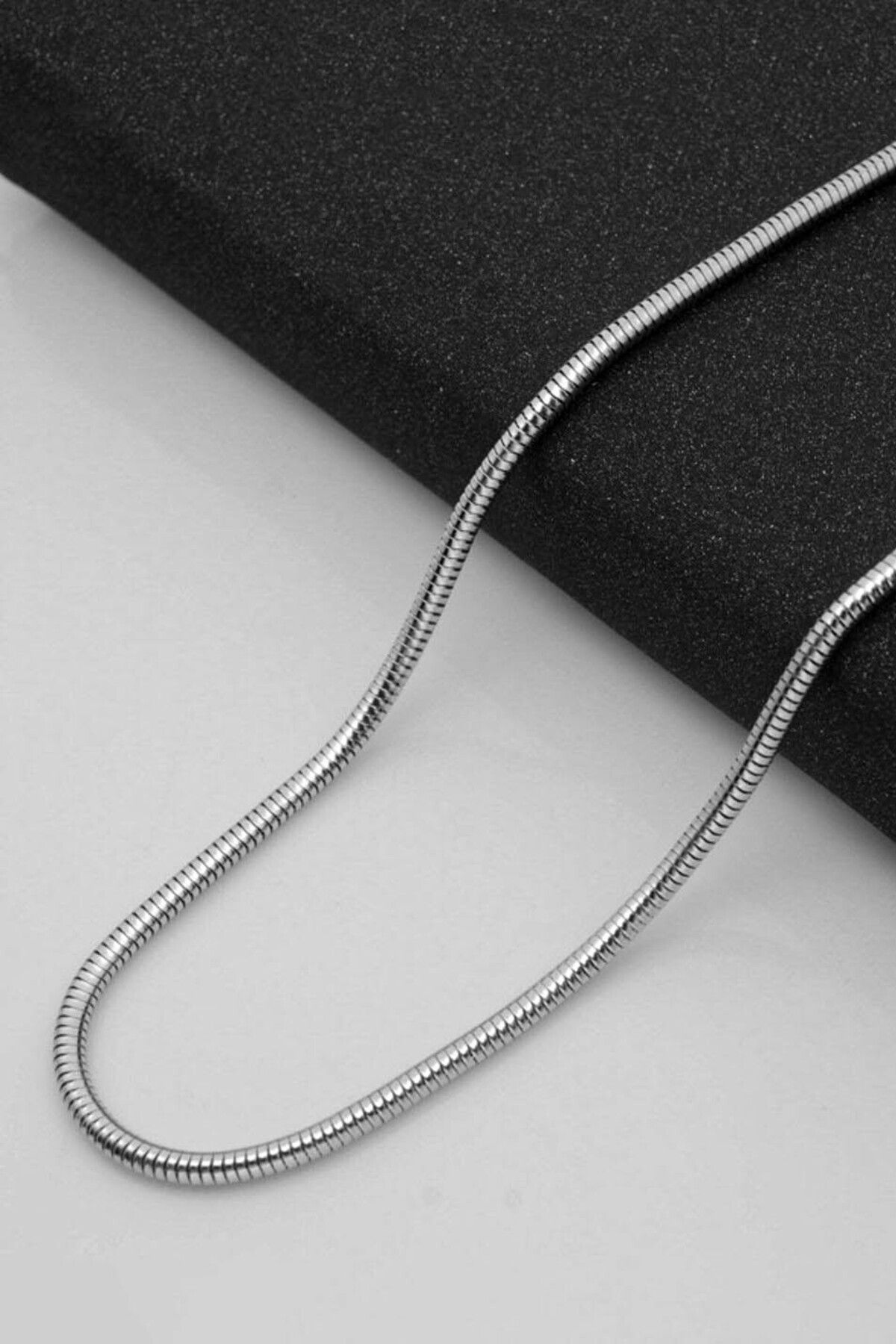 TREND COLLECTİON-Women's Stainless Steel Silver Chain Thin Italian Necklace (45cm) 2