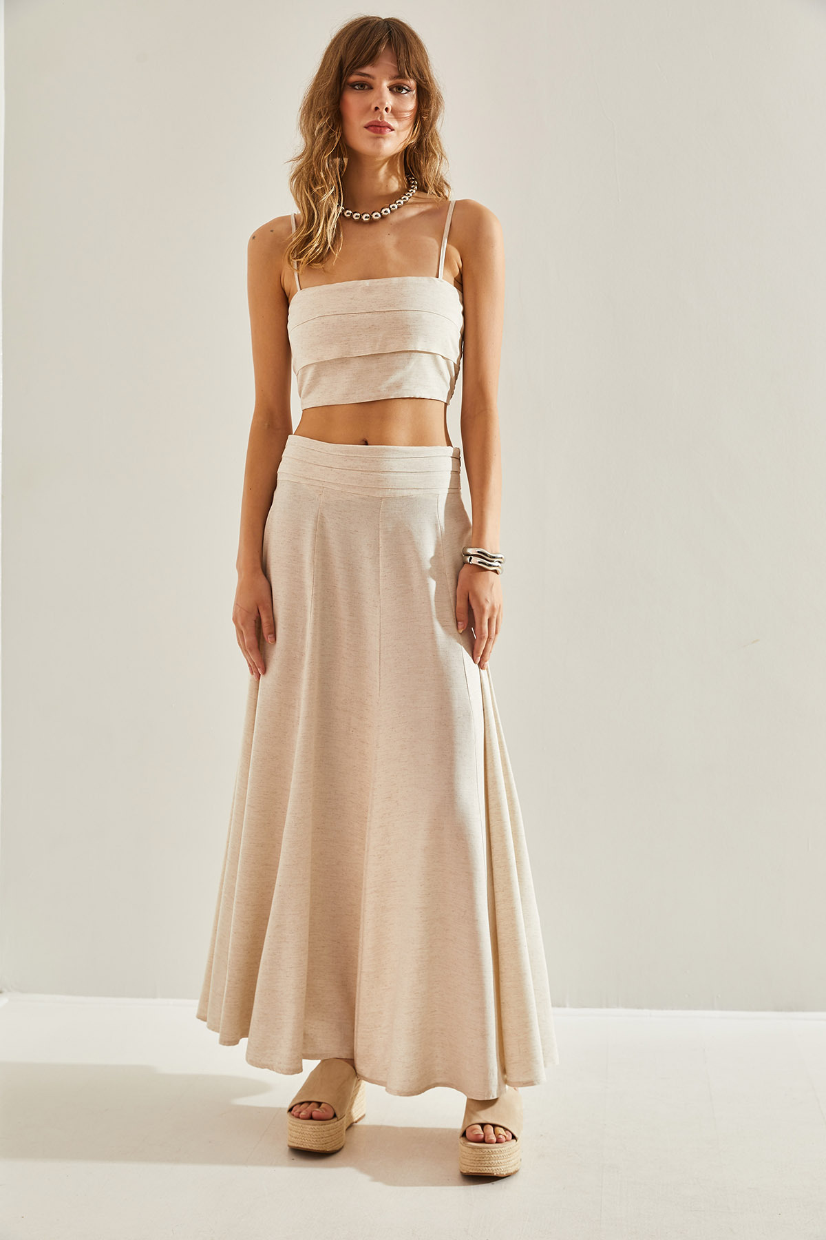 Bianco Lucci-Kurzer ausgestellter Rock für Damen – Seilriemen, Unterteil-Oberteil-Set60251146 4