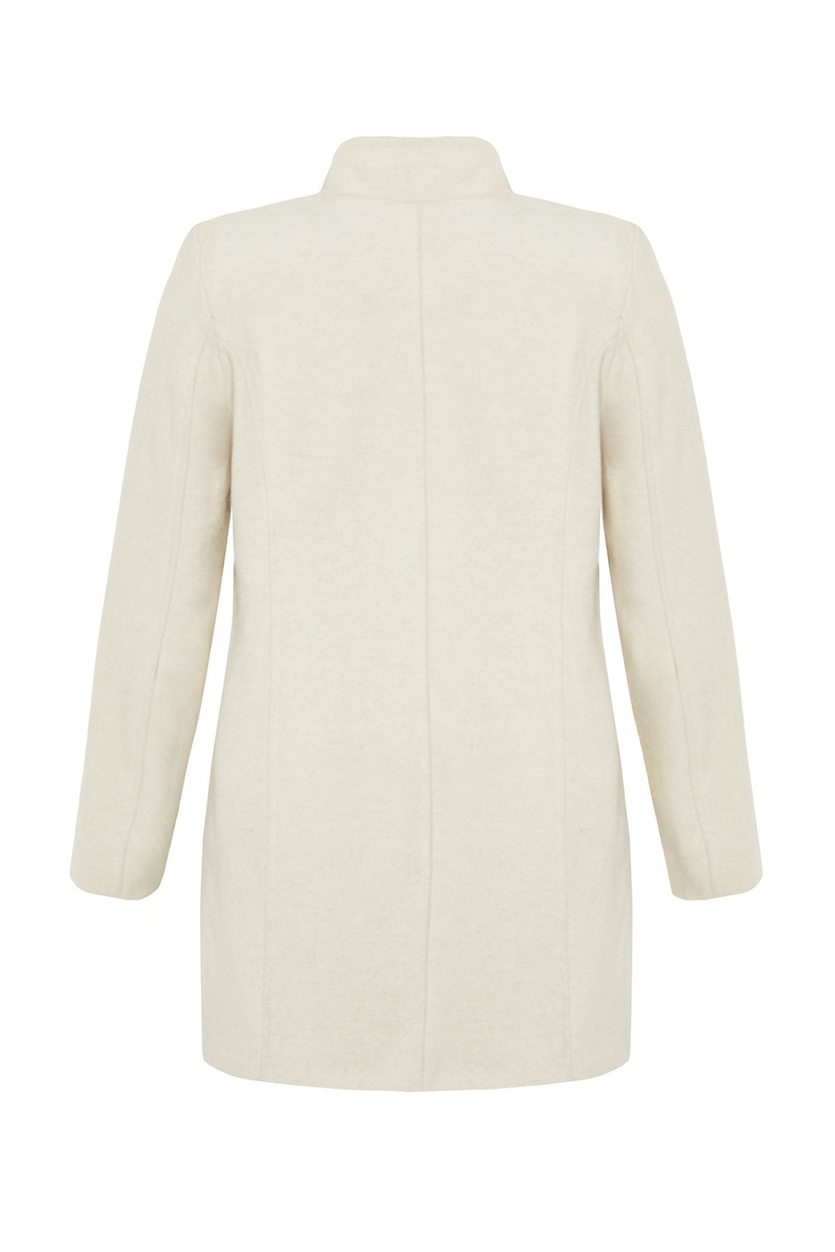 Trendyol Collection-Ecru Midi Coat - Button Detail and Wool, TWOAW25KB00017 7