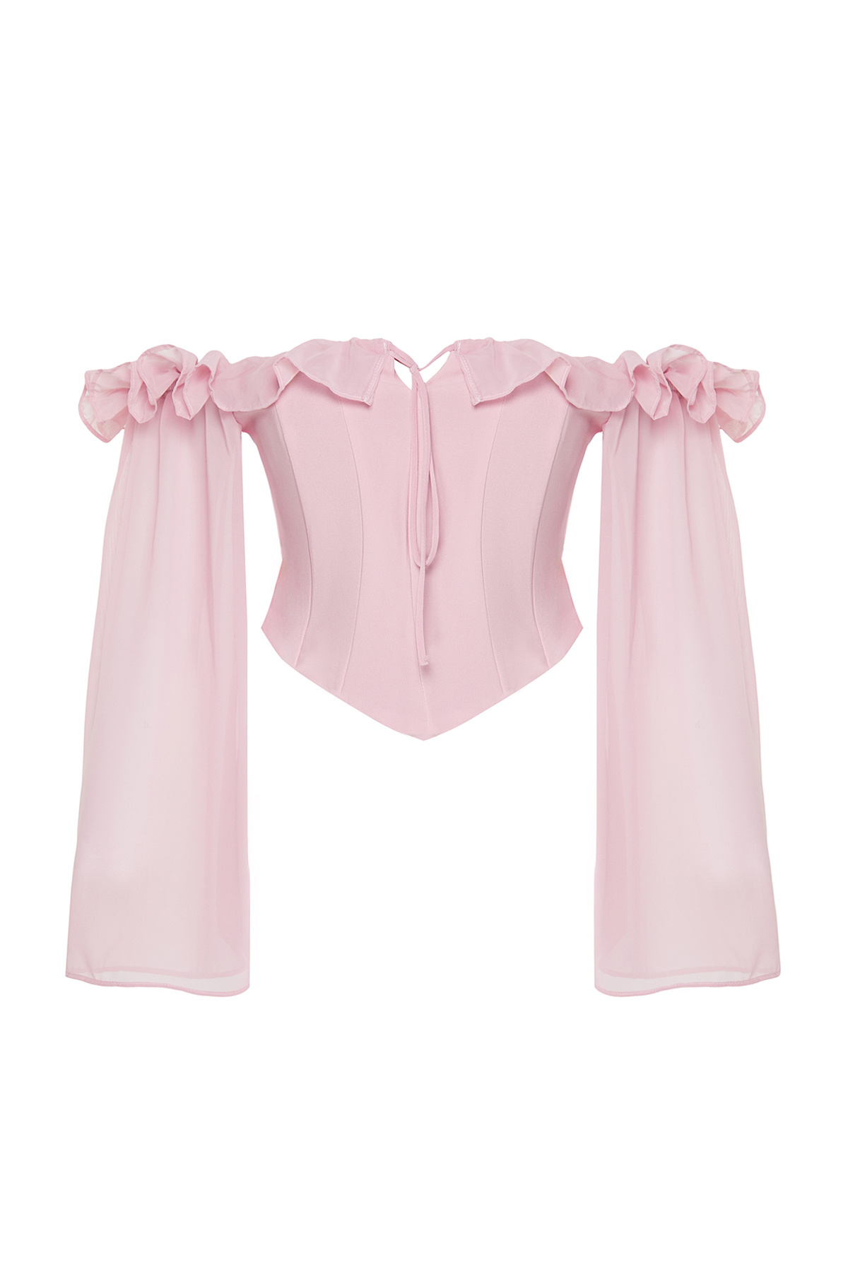 Trendyol Collection-Chiffon Bustier - szárított rózsa fűzőrészlet, szőtt TPRSS24BS00039 7