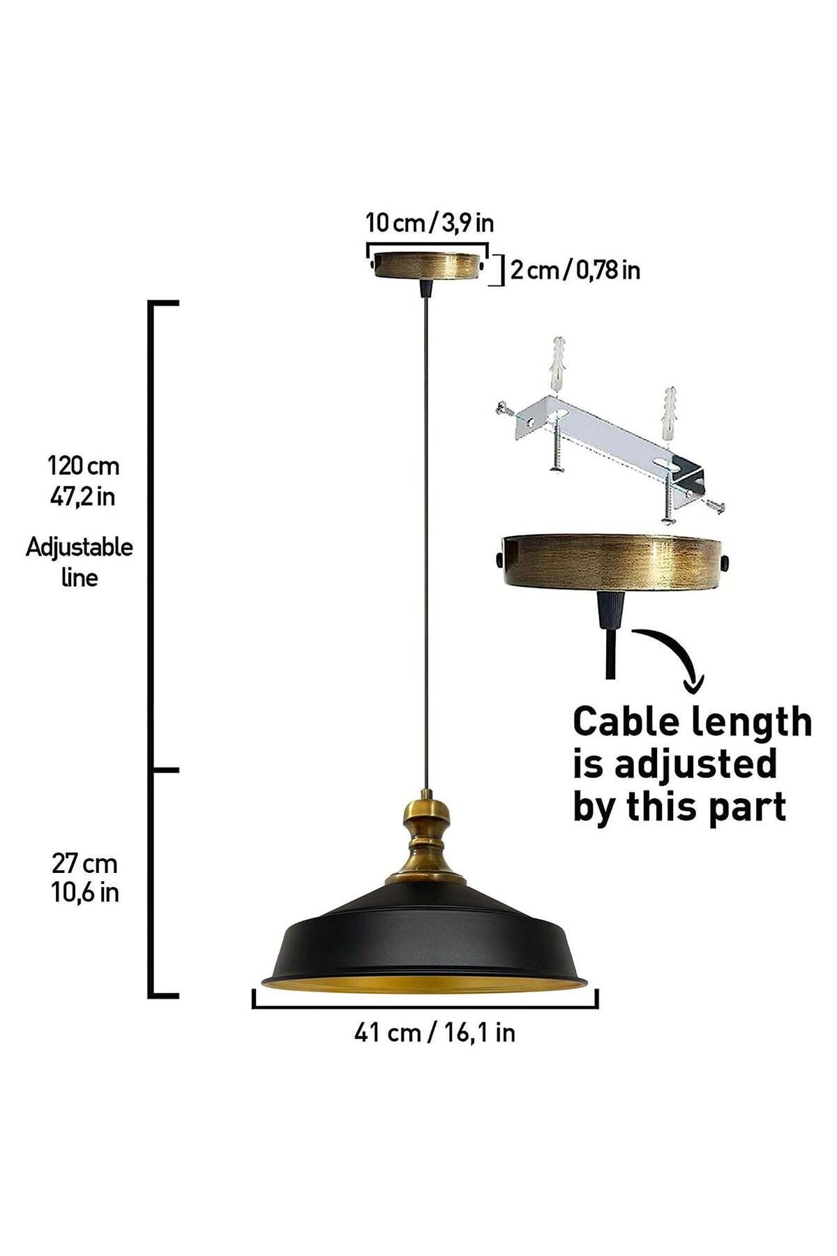 Bamyum-Pendelleuchte Asletl-Knob, Metall, 41 cm, Schwarze Lampe 4