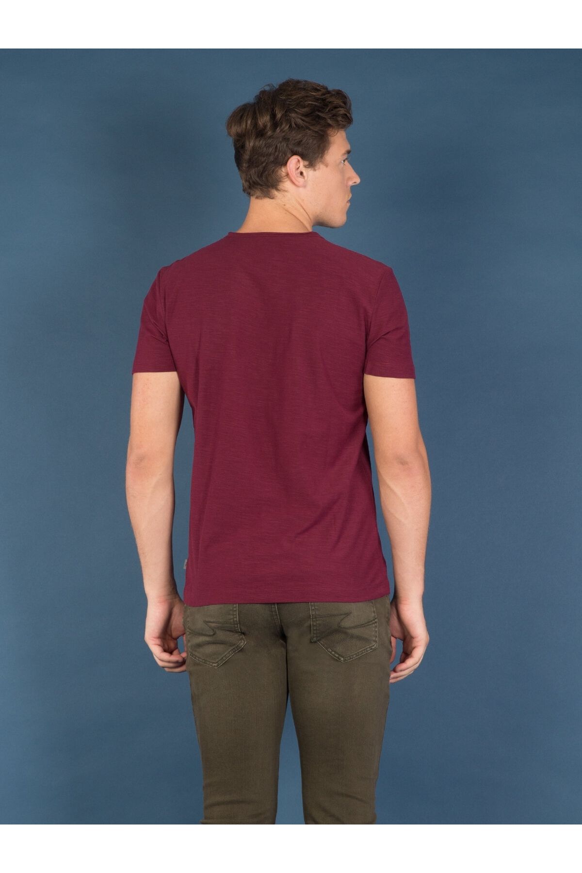 Colin's-Tricou cu mânecă scurtă pentru bărbați, cu decolteu în V, roșu Claret, Cl 1006931 2