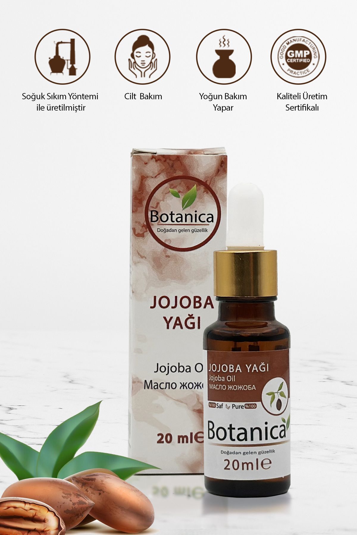botanica-Simmondsia Chinensis Jojoba Oil - 20 ml Smooth Hair and Skin Care, Eyelash Care Facial Oil 1