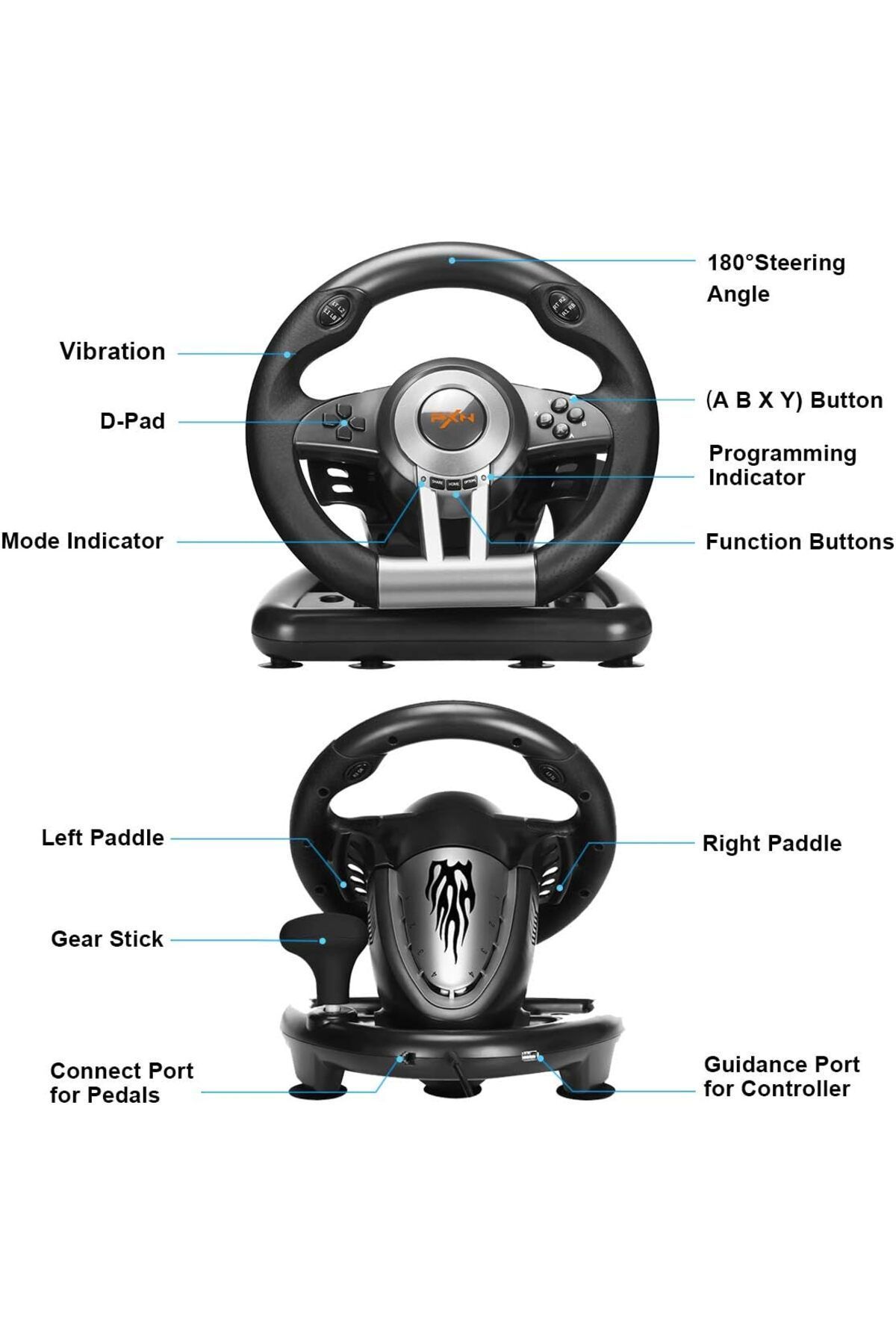 MEGAMUS-PXN V3 Pro vibration gaming Steering wheel controller for PS4, PS3, XBOX ONE, XBOX series S/X, PC 3