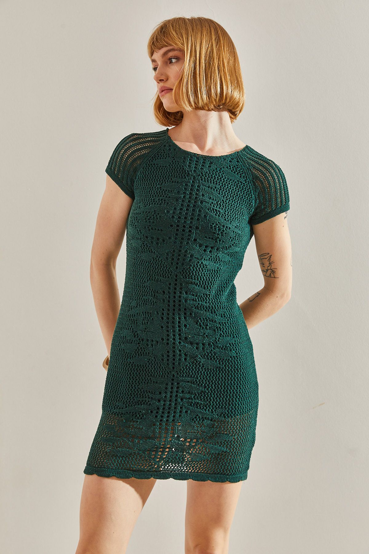 Bianco Lucci-Openwork Women's Knitwear Dress -20246131 4