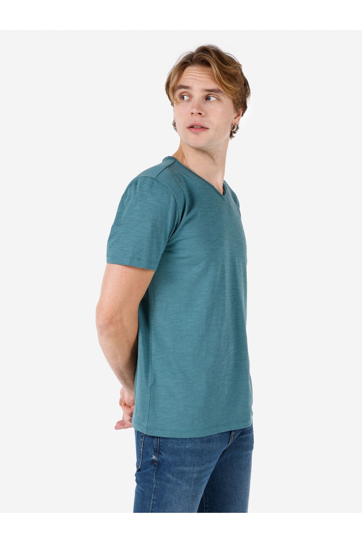 تی شرت سبز مردانه یقه دوچرخه تناسب منظم آستین کوتاه مسطح T SHIRT CL1058584 کولینز Colin’s