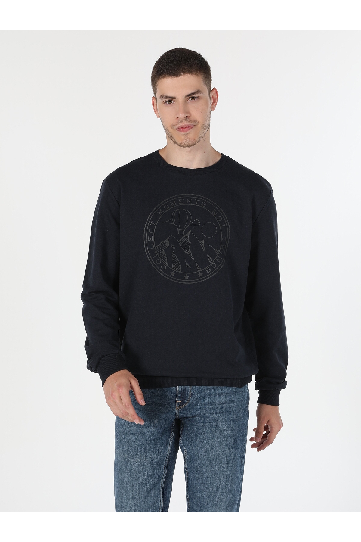 سویشرت مردانه آبی سرمه ای کولینز | .CL1060128_Q1.V2_NAV اورجینال - تصویر 3