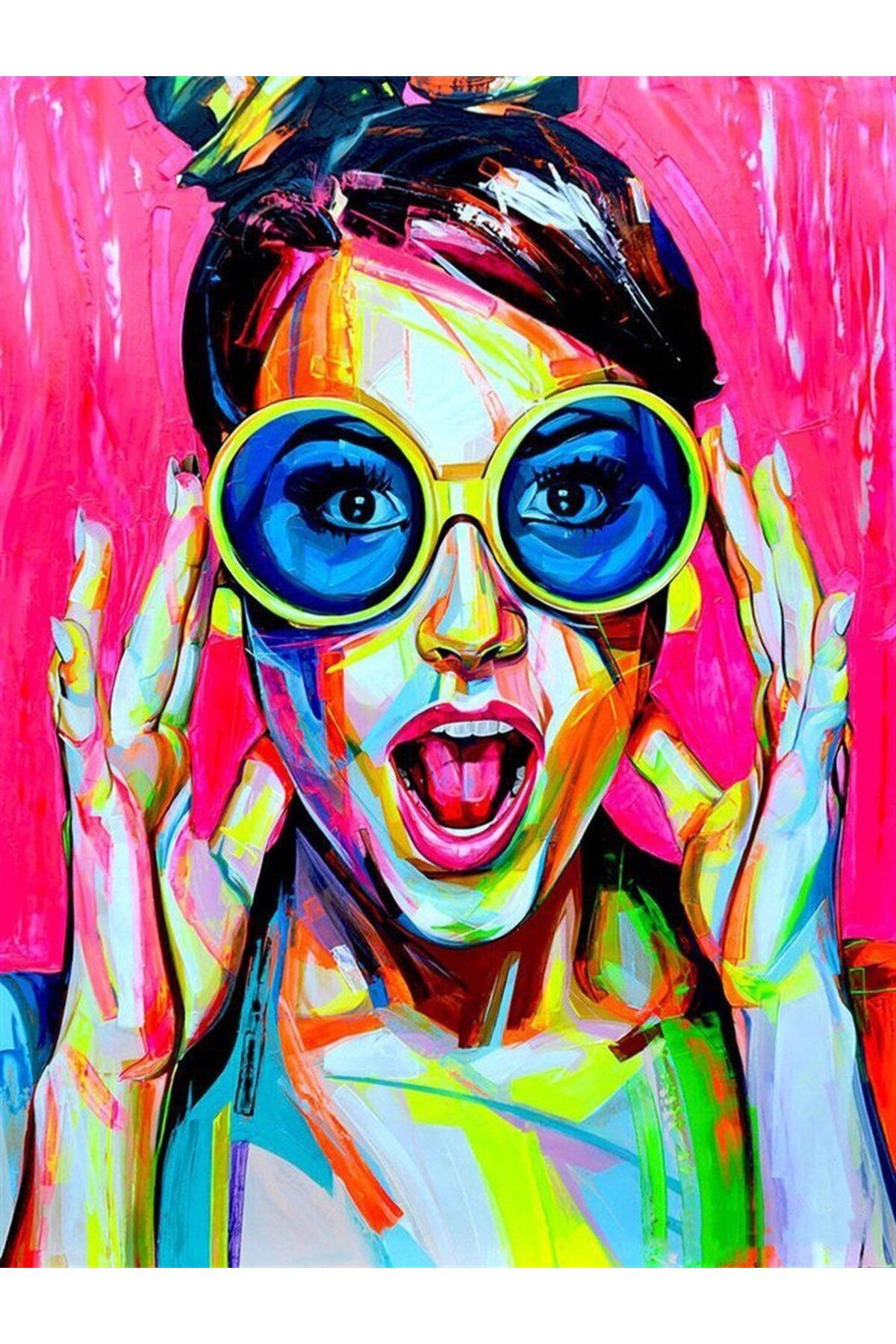 MARCEL SANAT-Girl with Blue Glasses Pixart Art Diamond Mosaic Painting Diamond Türkiye 41*53 1