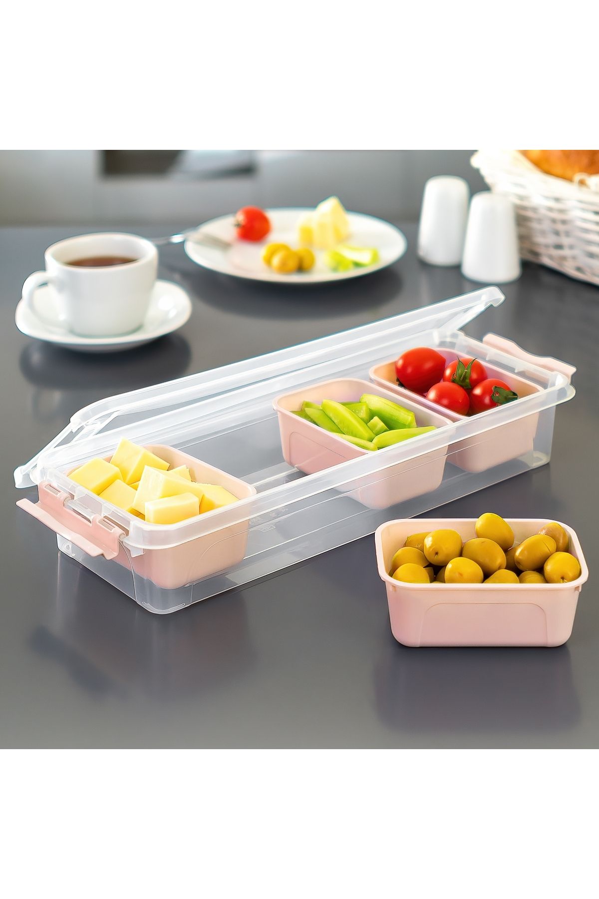 Ecolux-Maxi Luxury 4 Compartment Breakfast Set with Lid - X 3 Pieces - Assorted 4