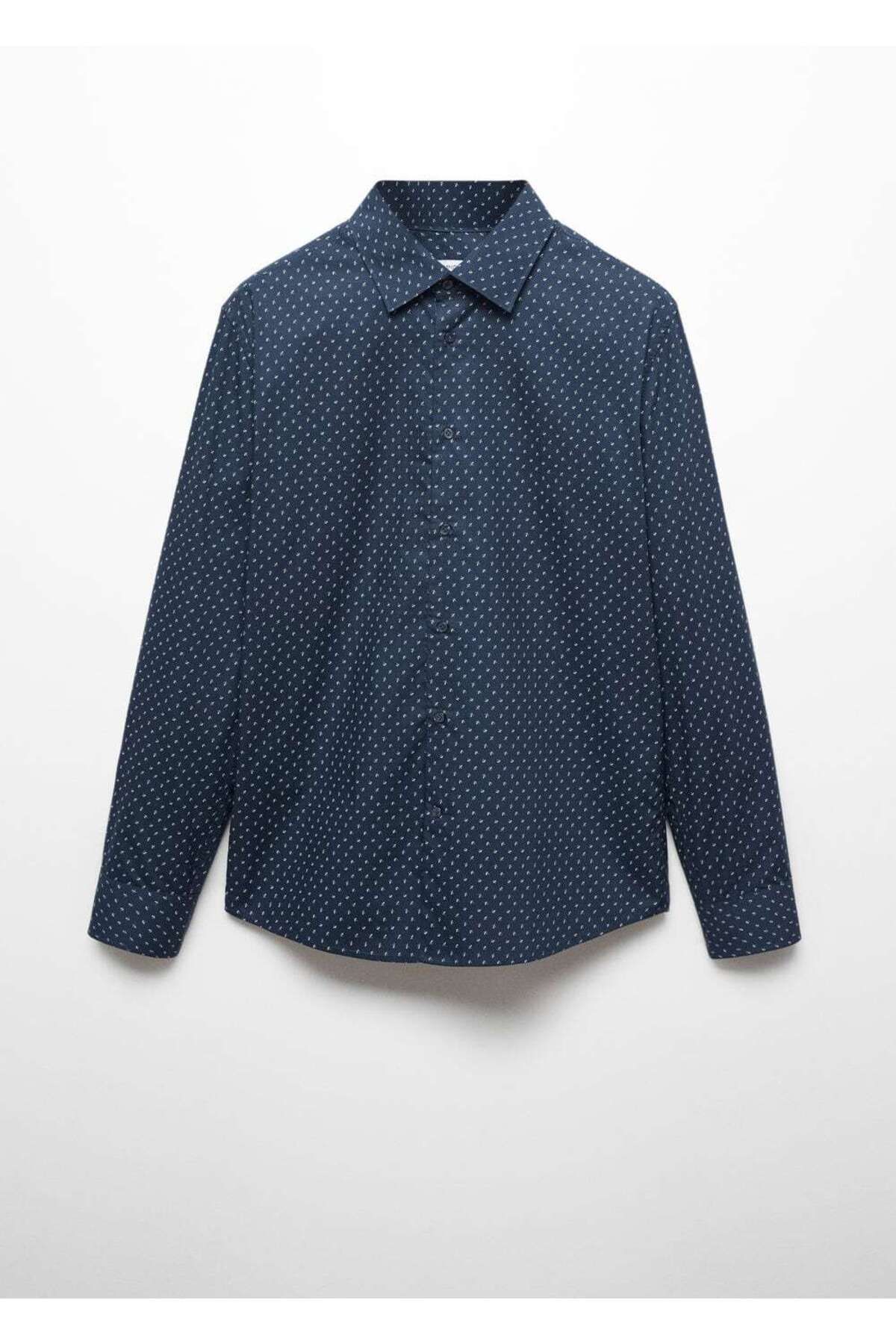 MANGO Man-Hemd aus 100 % Baumwolle mit Mikroblatt-Print 3