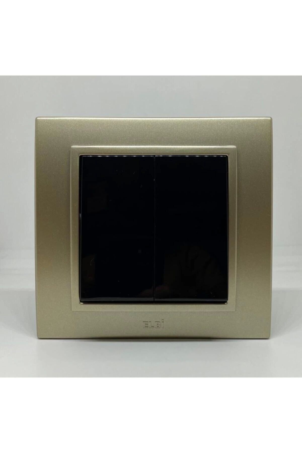 ELBİ-Zena Commutator Double Switch Black Titanium with Frame 1