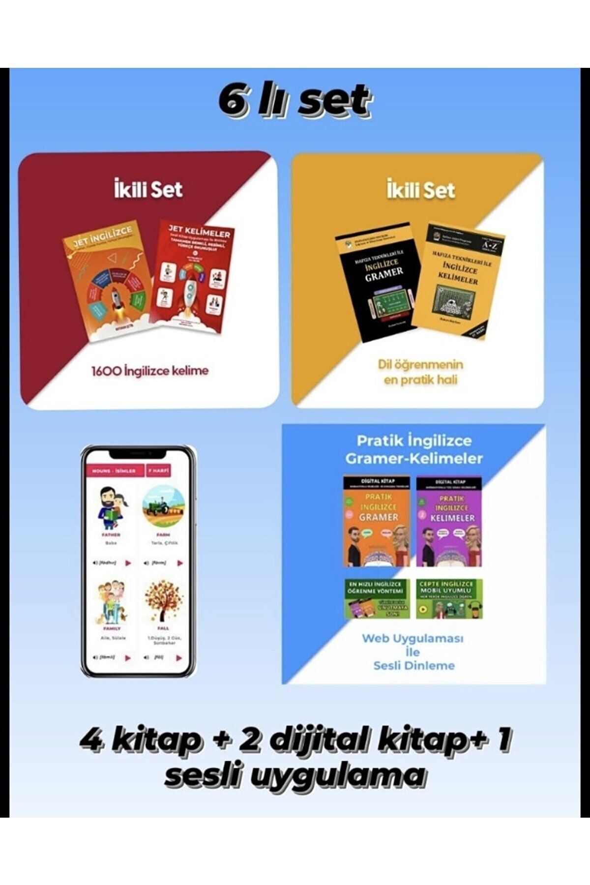 Hafıza Teknikleri ve Jet İngilizce Eğitim Seti - 4 KİTAP 3 MOBİL UYGULAMA
