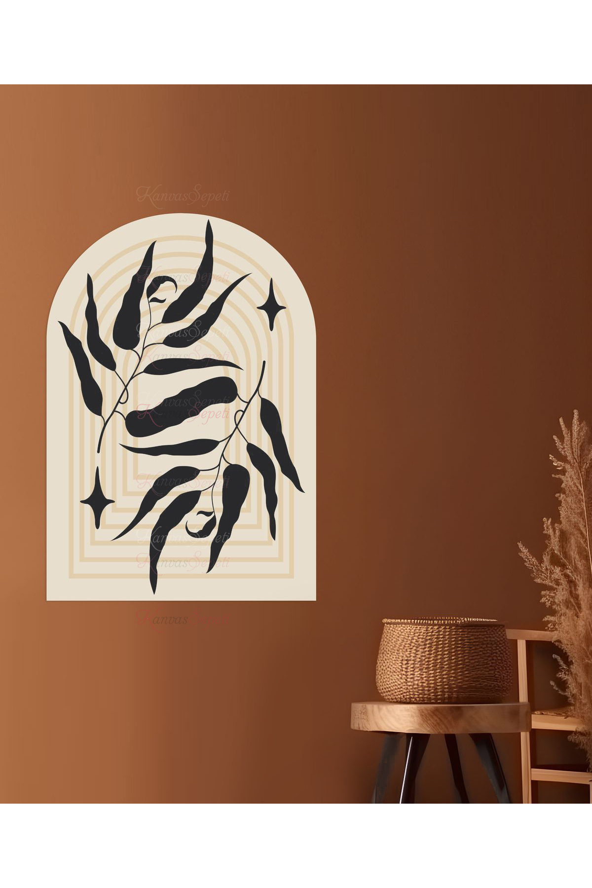 Kendiliğinden Yapışkanlı Kalın Kanvas Dokulu Dekoratif Bohem Art Soyut Duvar Kağıdı Duvar Stickerı