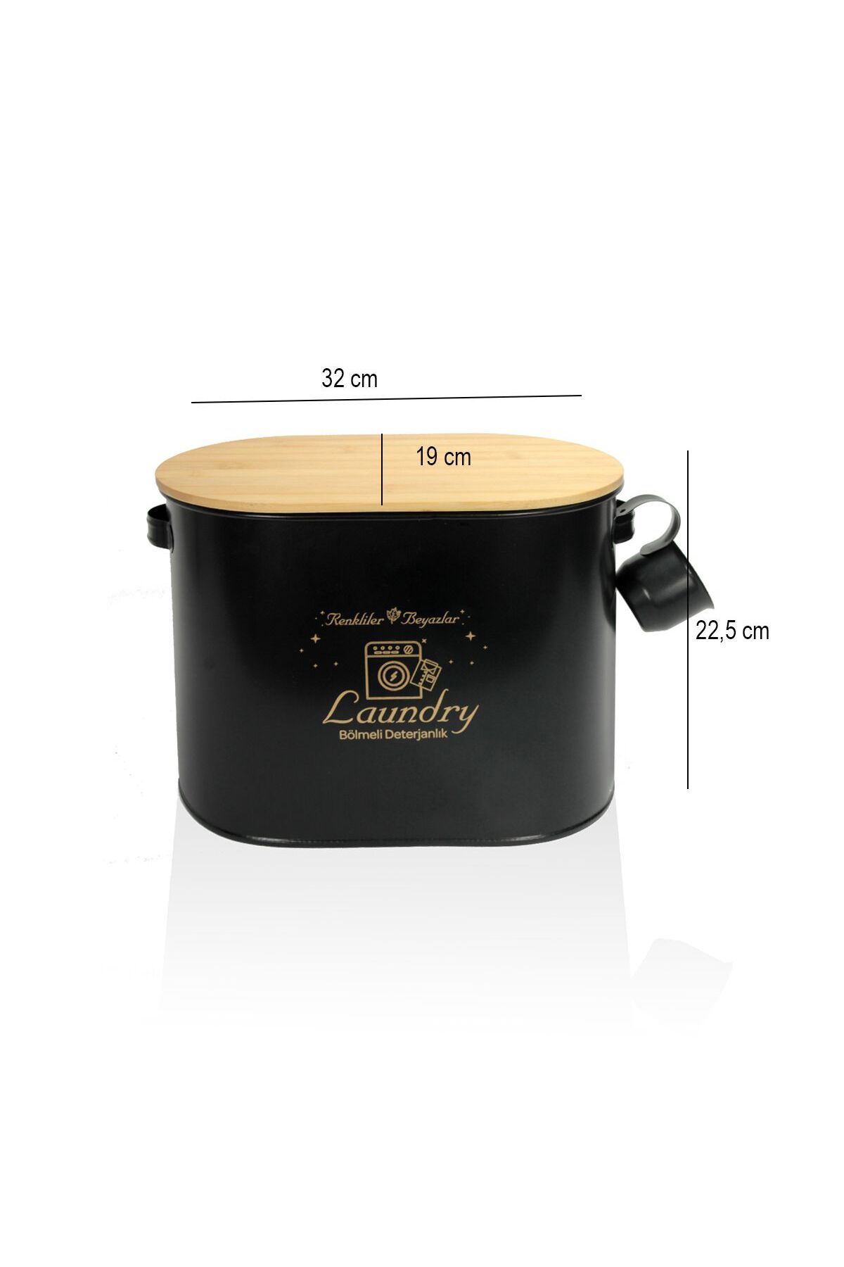 Laundry-Cutie de depozitare pentru detergent cu 2 compartimente de culoare neagră metalică Suport pentru detergent Lr051 3