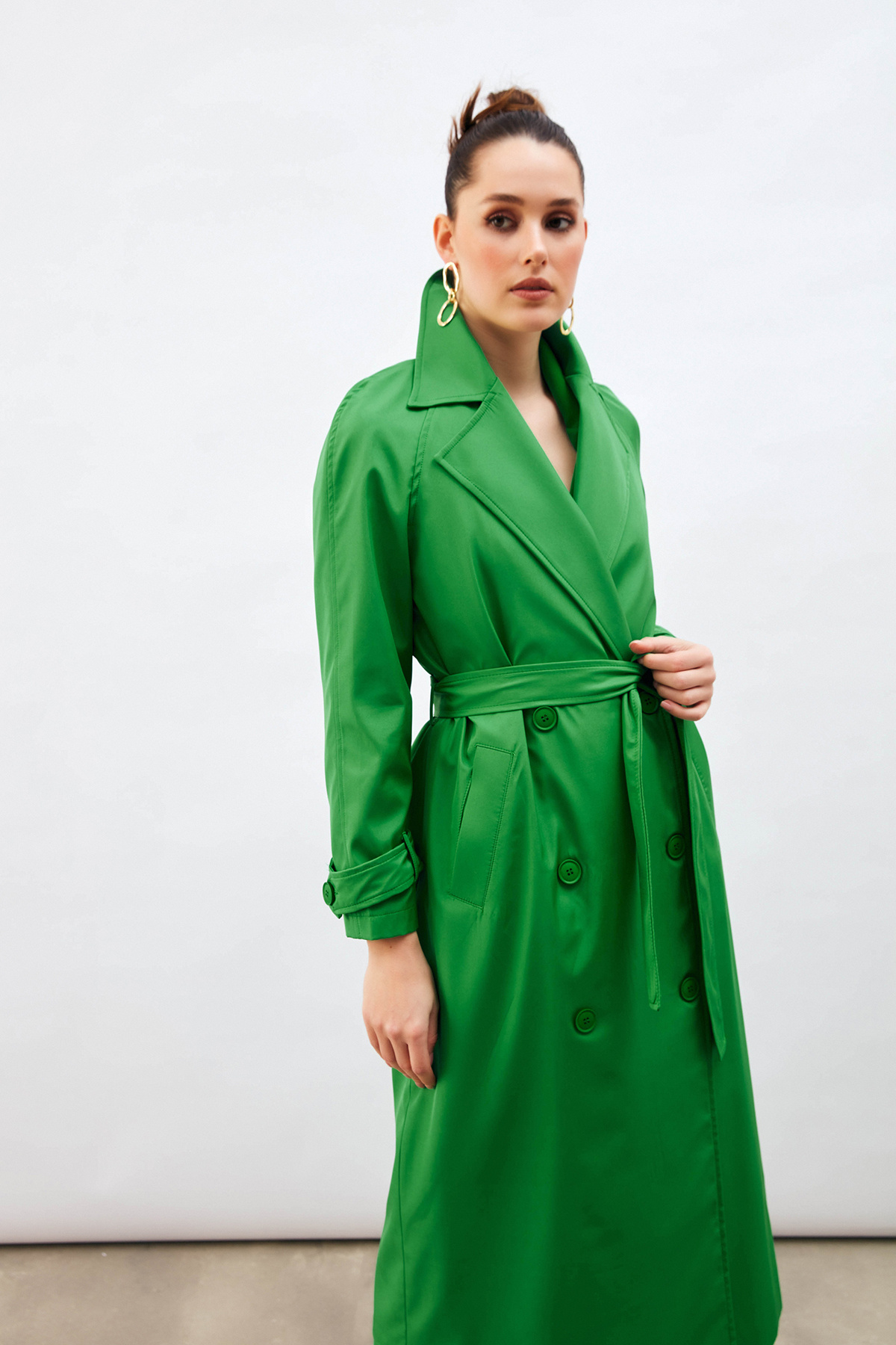 Sateen-Ζώνη Long Trench - Πράσινη 8