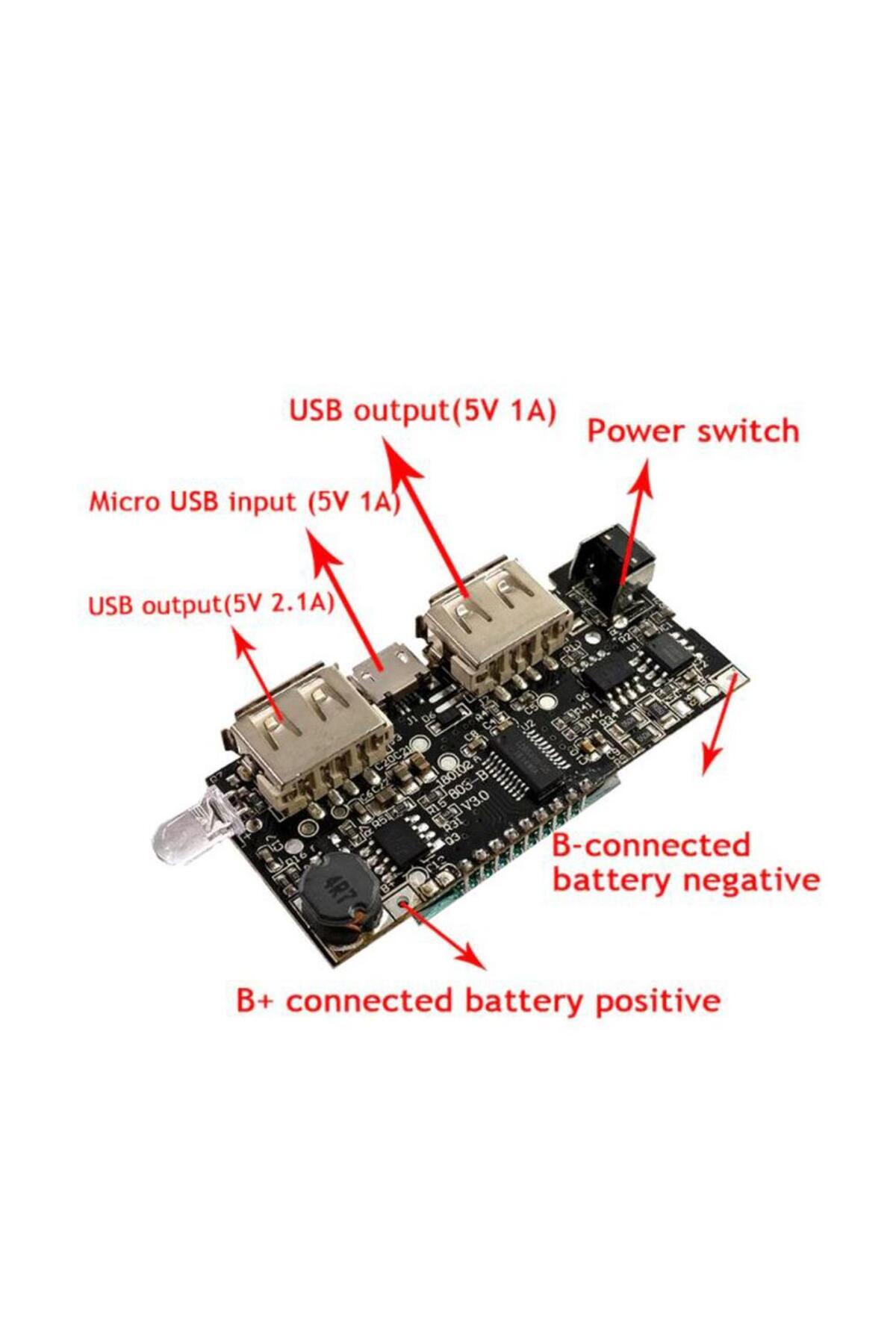 Çift Usb Çıkışlı Ekranlı Powerbank Modülü Şarj Edebilir 5v 2.1a H913-a V1.0 2
