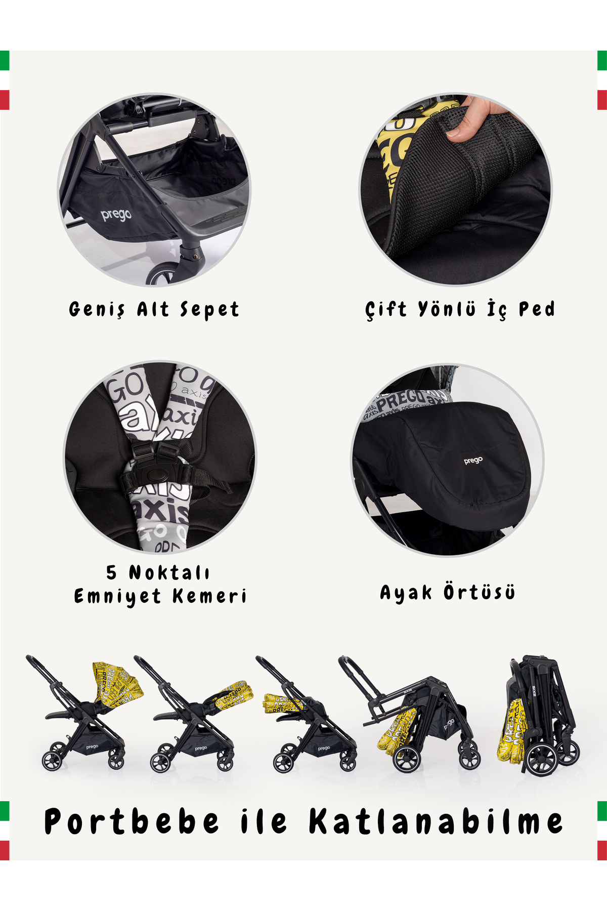 Prego Axis 360 Derece Dönebilen Oturma Üniteli Çift Yönlü Bebek Arabası fotoğrafı 5 (önizleme)