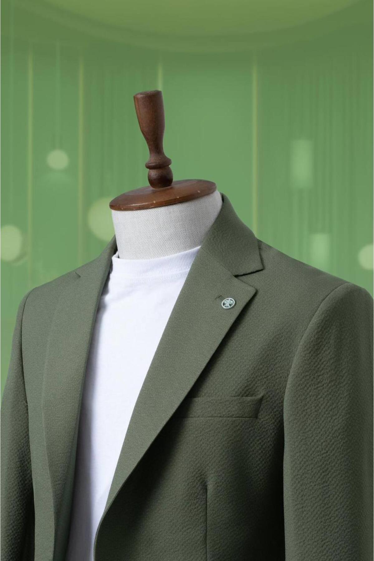 WENNO  Takım Elbise Gofre İpli Yeşil - Görsel 2