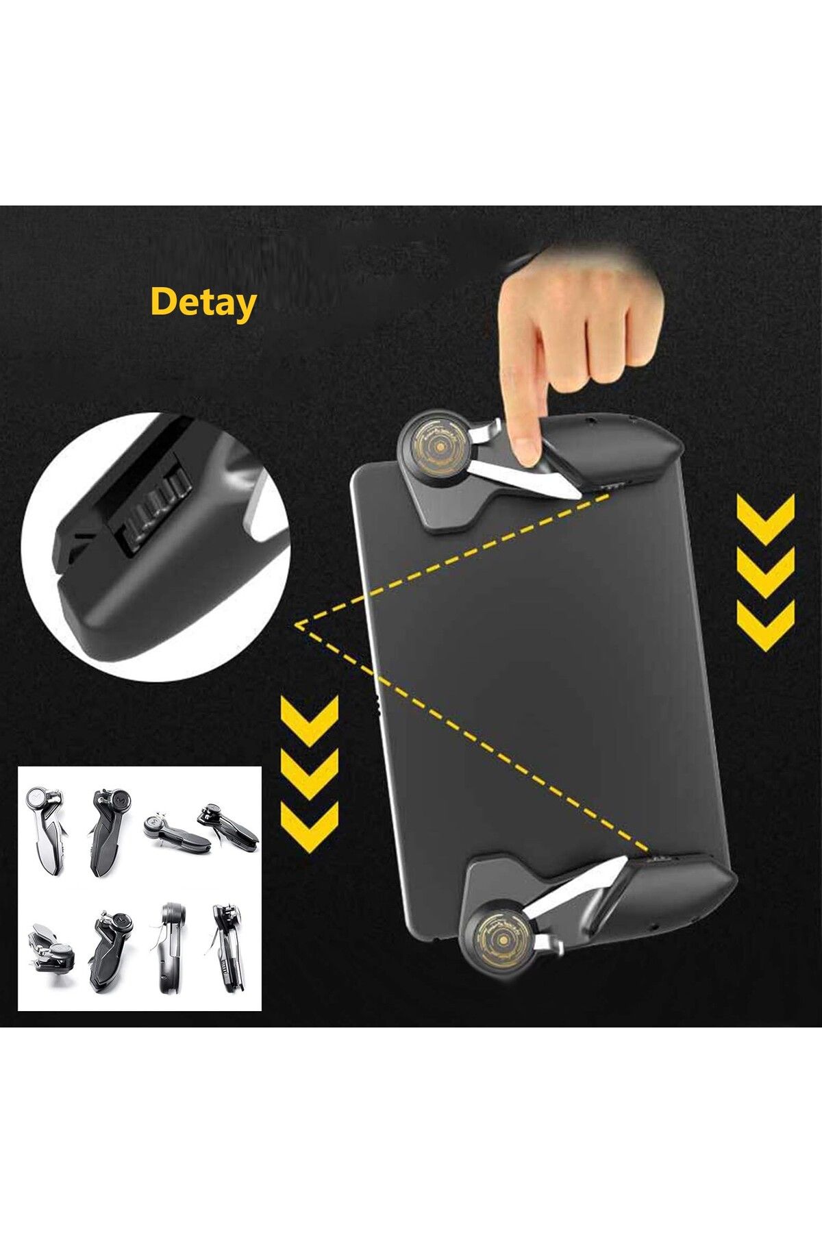 iPad Tablet için 2 Adet Oyun Joystick Tetik Kolu 6 Parmak L1R1 Pubg Mobile Ateş Tetiği Kolu Memo - 7