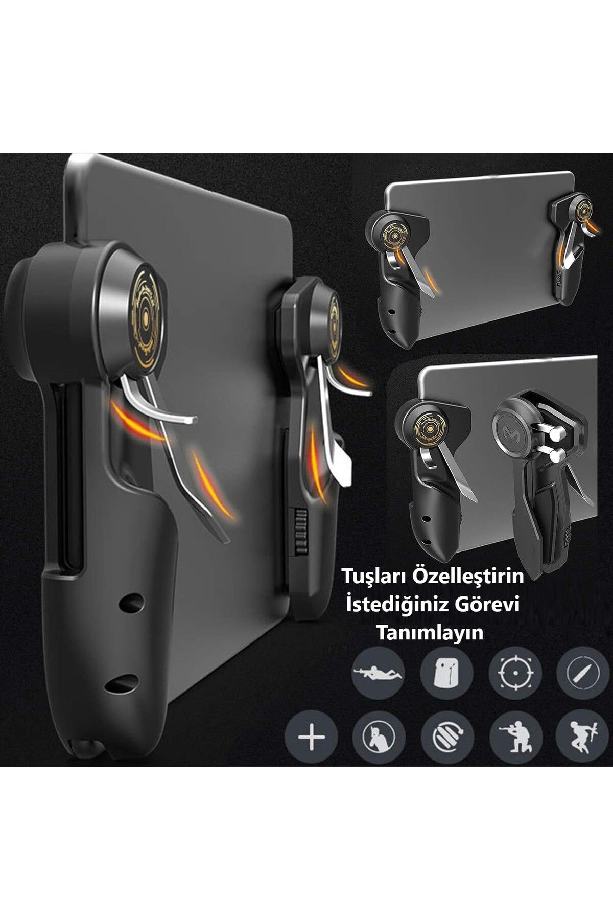 iPad Tablet için 2 Adet Oyun Joystick Tetik Kolu 6 Parmak L1R1 Pubg Mobile Ateş Tetiği Kolu Memo - 2