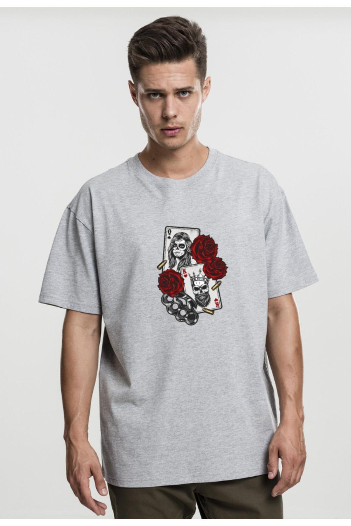MATK MODASI Tricou Din Bumbac Oversize Imprimat Cu Cărți De Joc, Tricou La Modă Unisex - 9–10 years