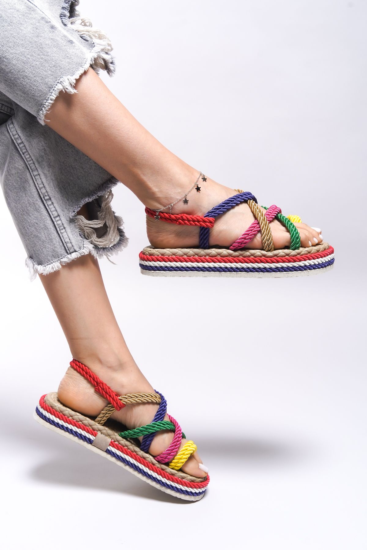 Riccon-Edlivren0012101 Modell Damen Sandalen - Regenbogen Design 5