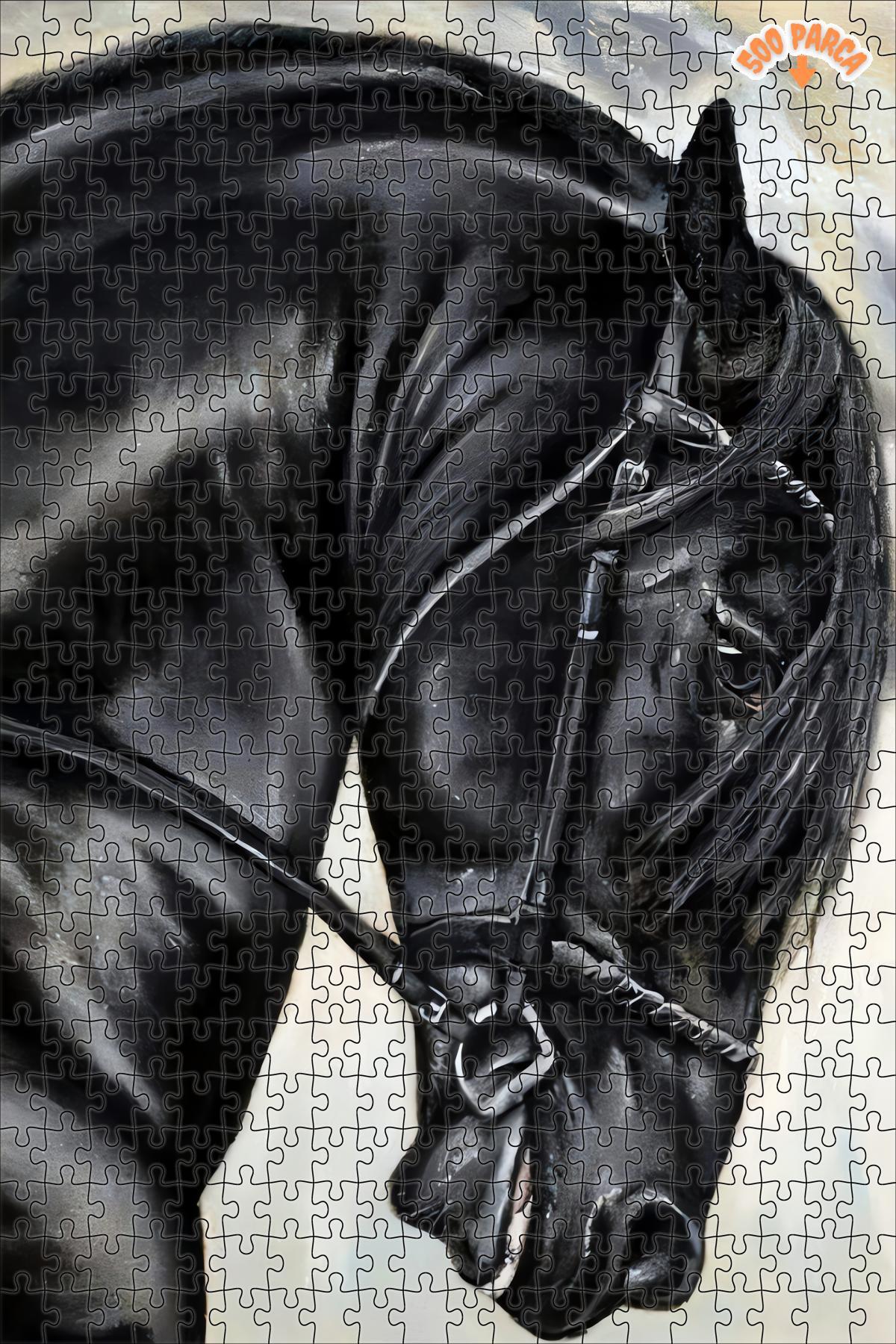 Teona Ahşap Siyah Asil At Dekoratif Çift Katlı Çerçeveli