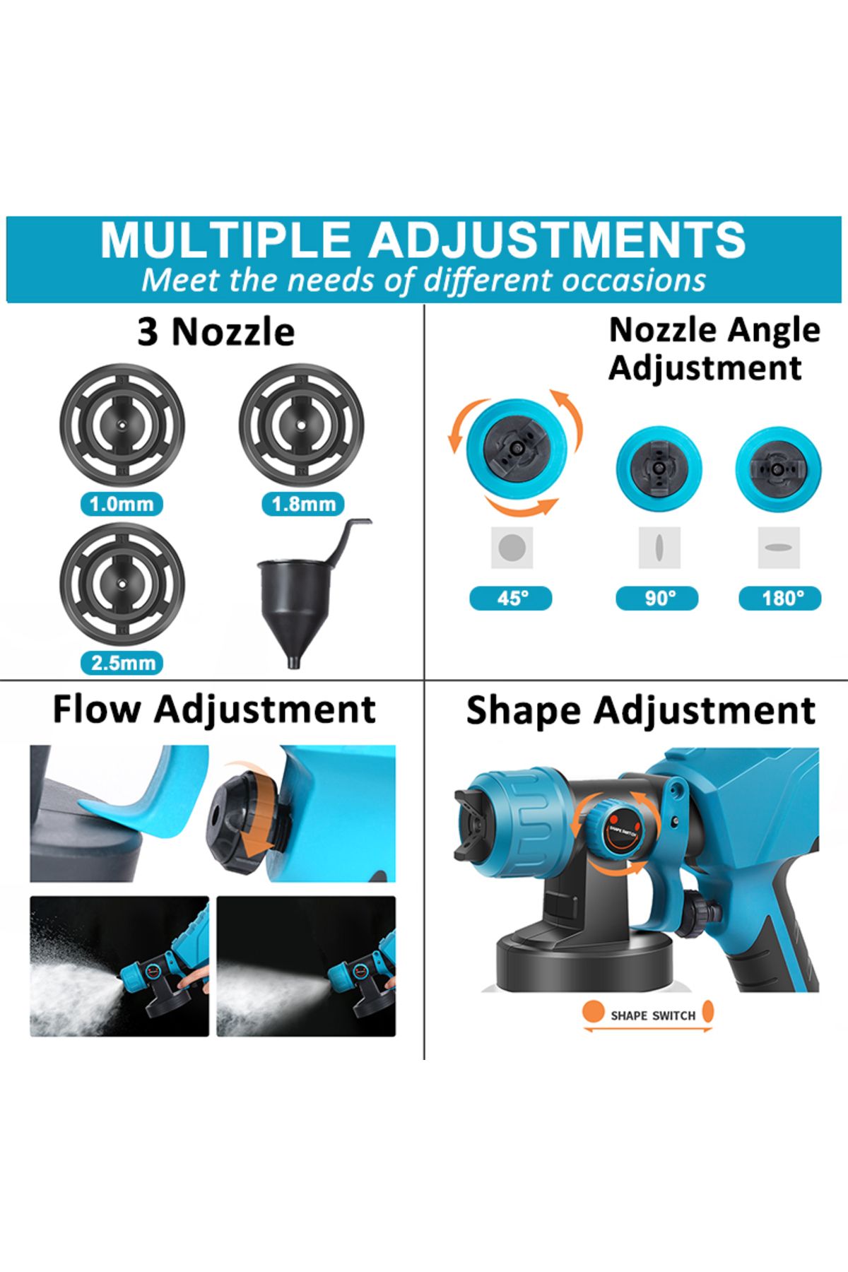 WIDEEP-18V 1500W Electric Cordless Spray Gun High Power HVLP Paint Sprayer Auto Furniture Steel Coating ... 3
