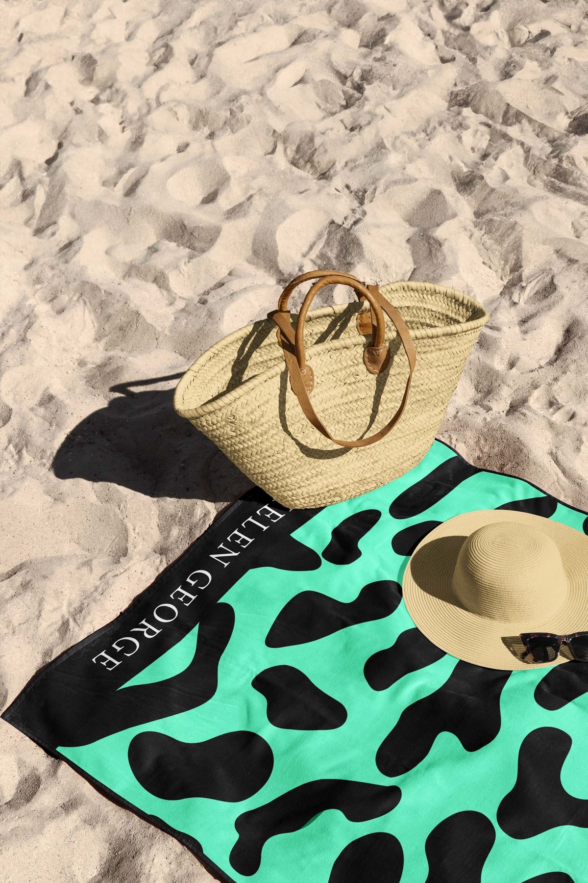 Helen George-Light Green Leopard Patterned Oversize Beach Towel - Hgtw0001358 5