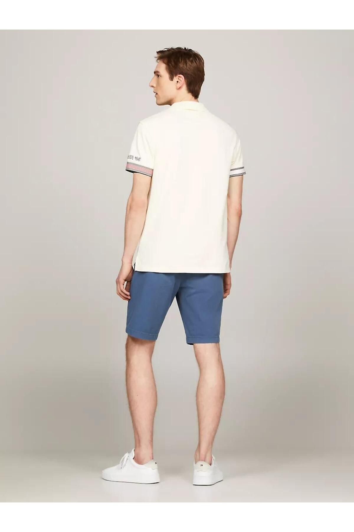 تی شرت یقه پولو نود مردانه پرچم دکمه دار اورجینال Tommy Hilfiger