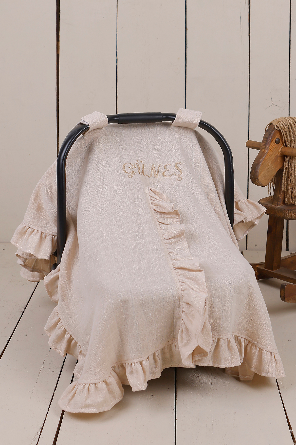 JUNİPERUS Kişiye Özel Müslin Fırfırlı Puset Örtüsü İstediğiniz İsimi Yazıyoruz fotoğrafı 3 (önizleme)