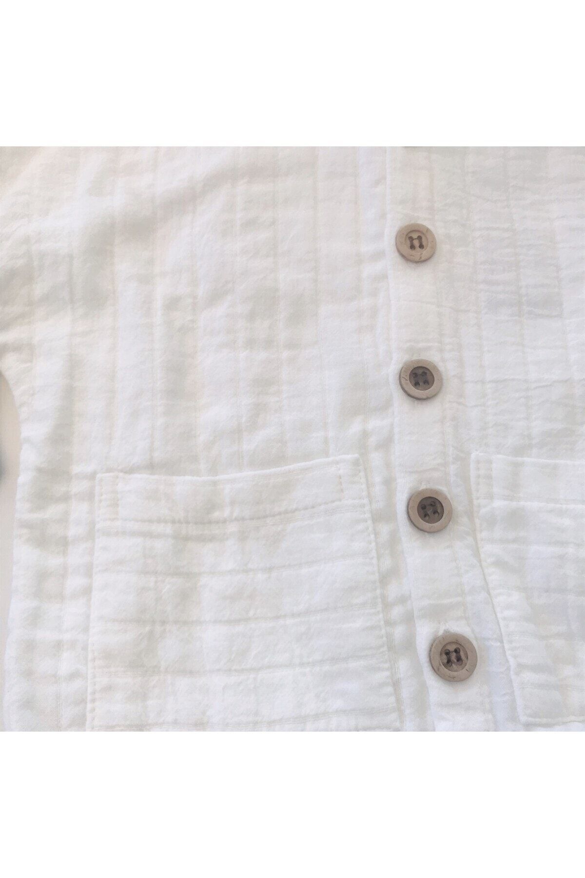 Aydodo Conroy Kapuşonlu Önü Düğmeli Tetra Muslin Hırka fotoğrafı 3 (önizleme)