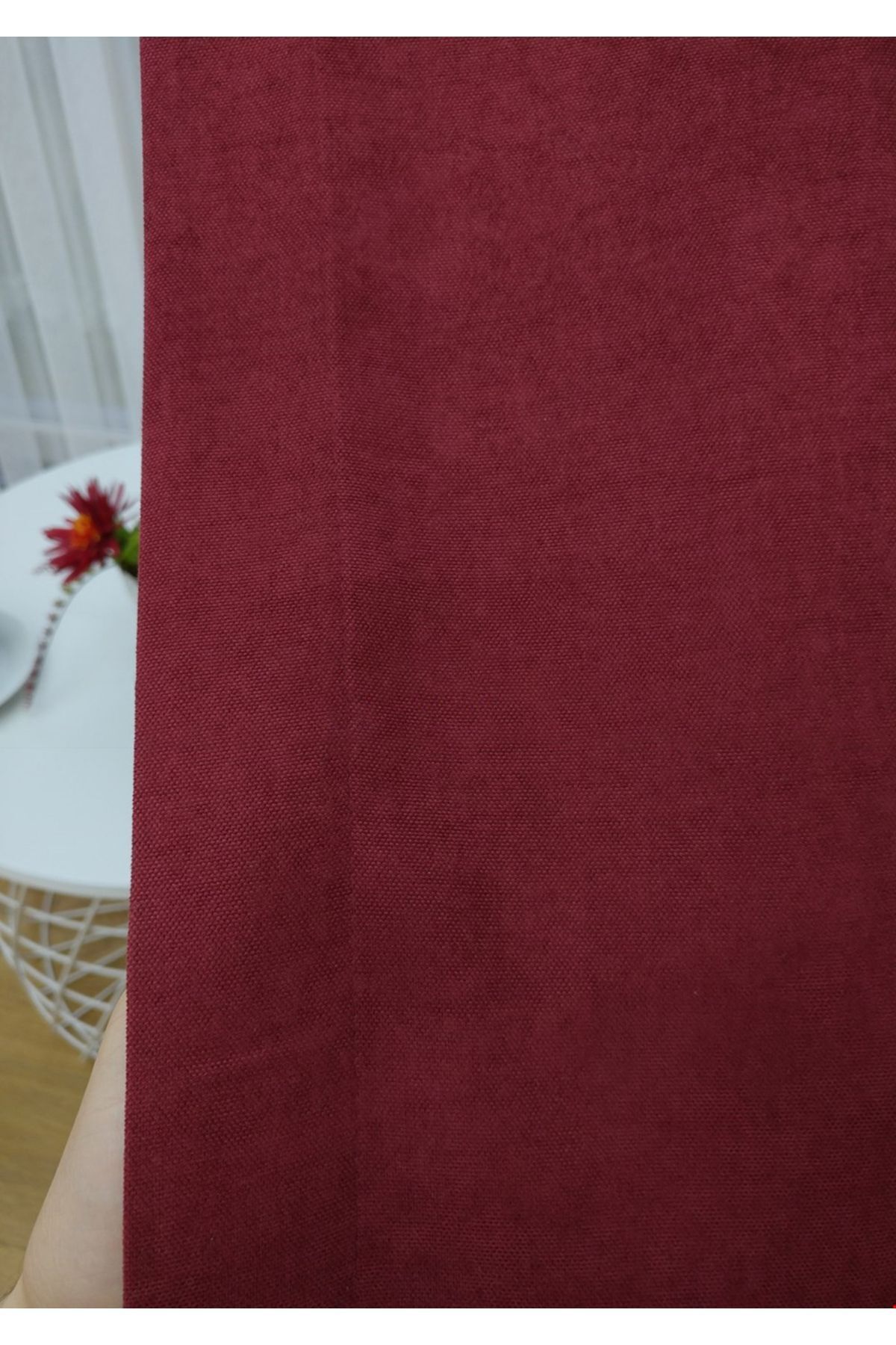 Evdepo Home-Claret Red Solid Color Background Curtain, Pleat-Free Flat Planting, Extra-Force Drawstring, Single Wing 8