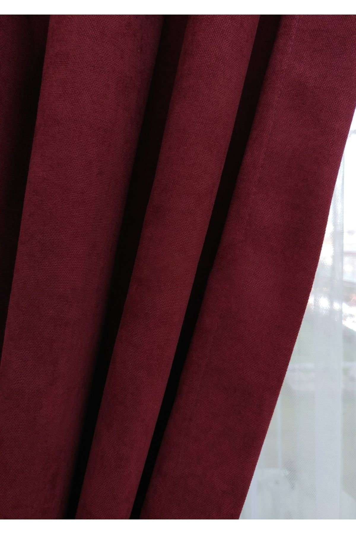 Evdepo Home-Claret Red Solid Color Background Curtain, Pleat-Free Flat Planting, Extra-Force Drawstring, Single Wing 6