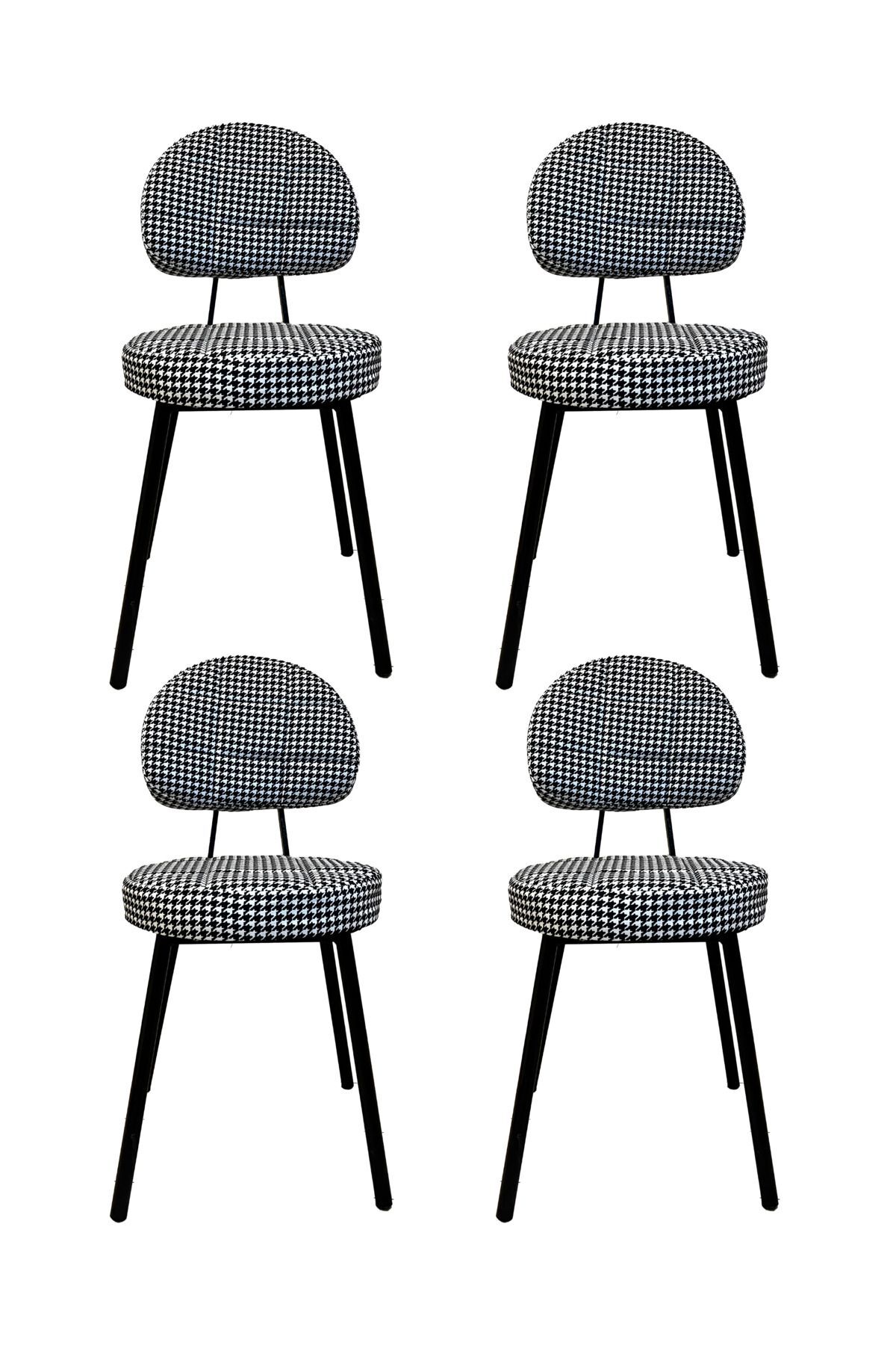 4Pcs Poverty Chair Black Kitchen Living Room Dining Room Chair Metal Leg
