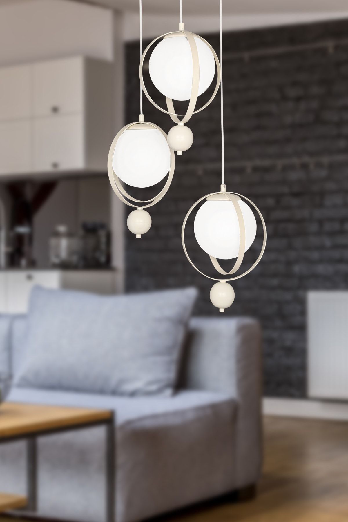 Jupiter 3-Piece Chandelier White White Glass