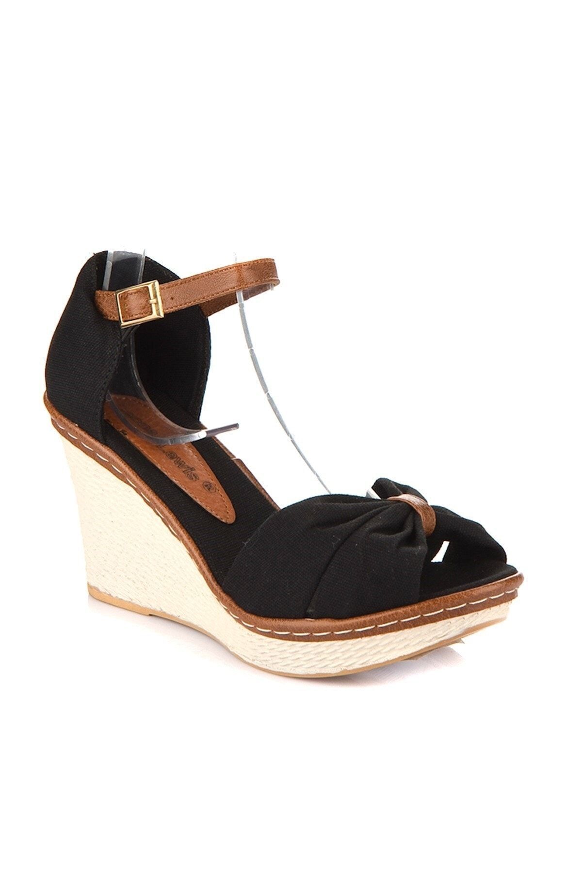 Fox Shoes-Black Women's Wedge Heeled Shoes 9674040505 5