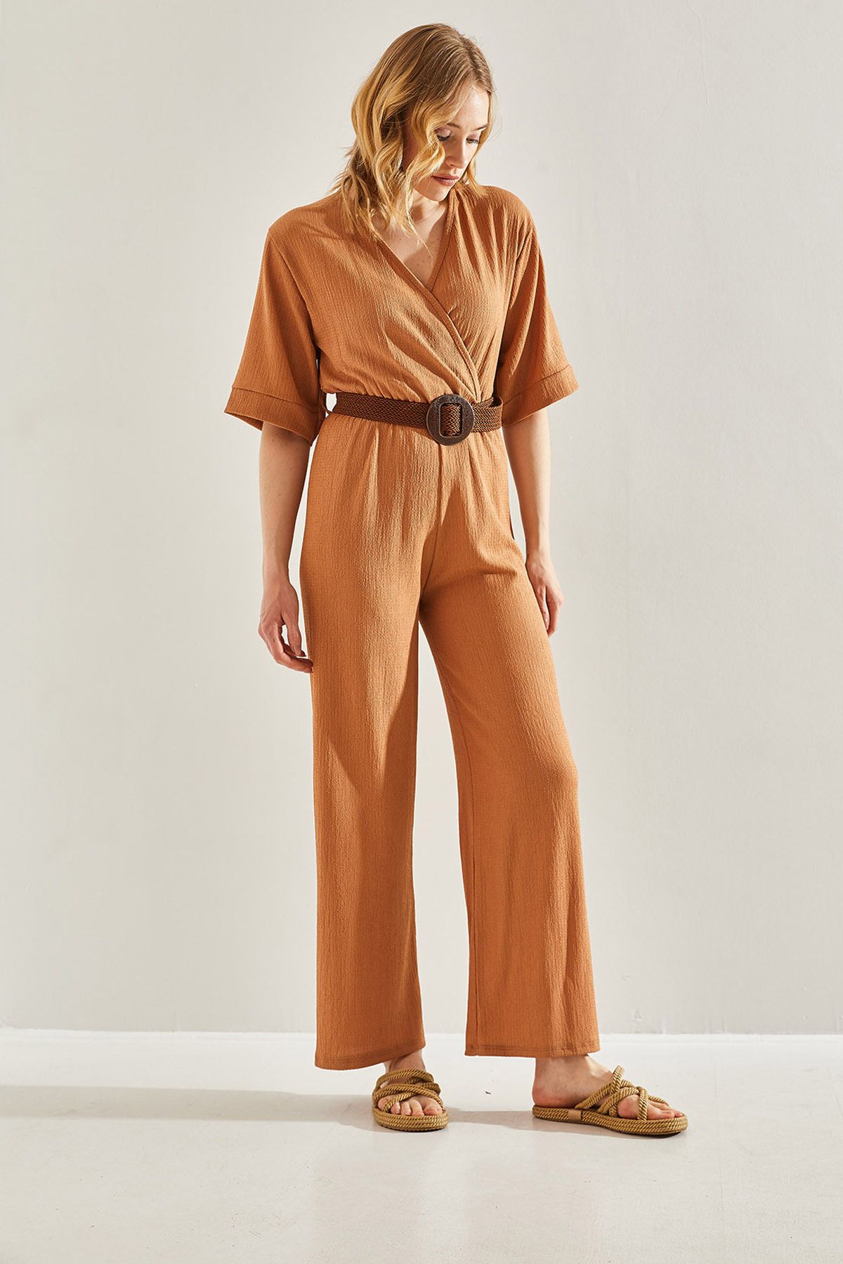 Bianco Lucci-Kétsoros galléros öves női jumpsuit -60221027 2