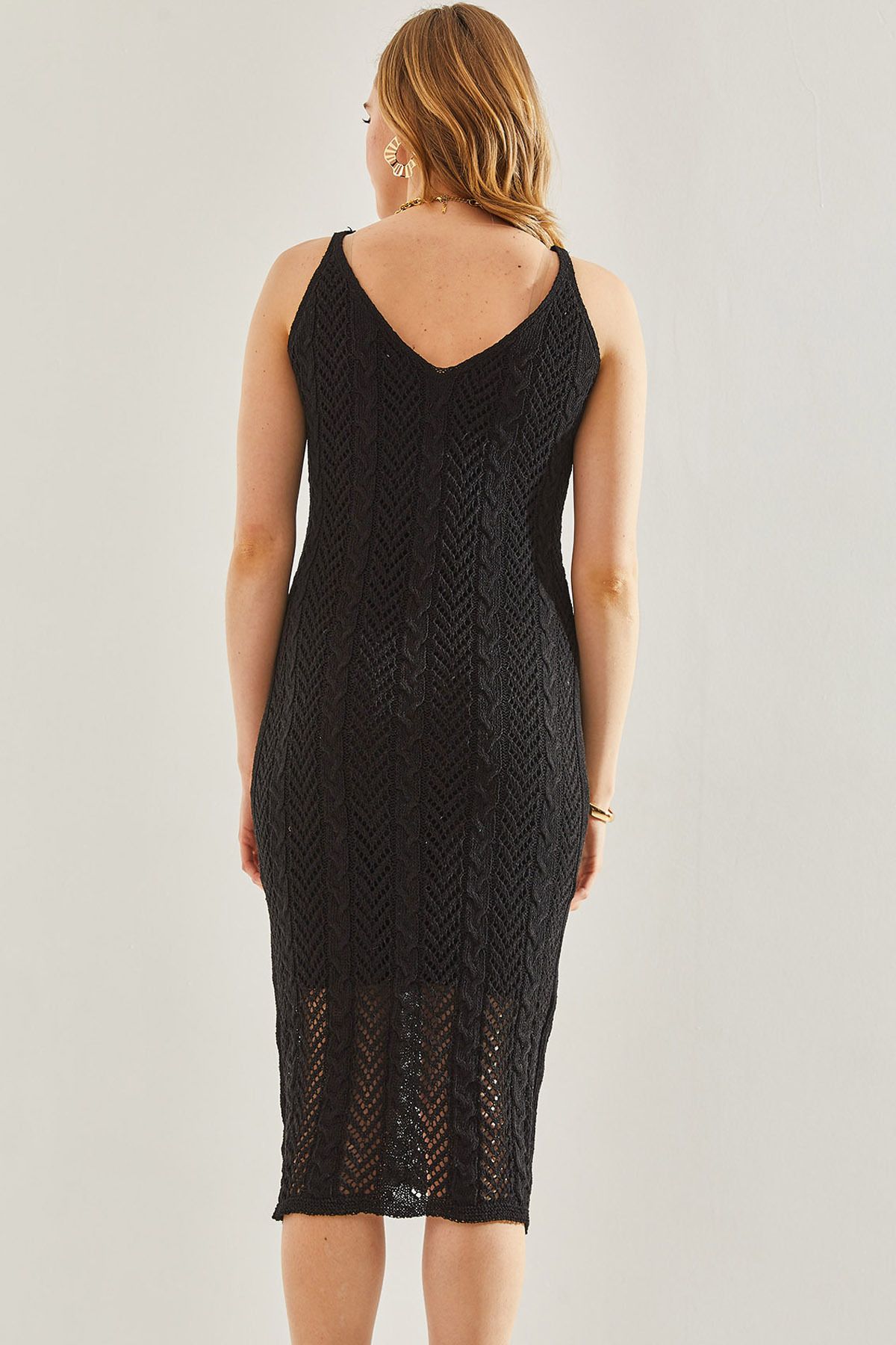 Bianco Lucci-Openwork Patterned Women's Knitwear Dress - Lined, Model No:20246082 4