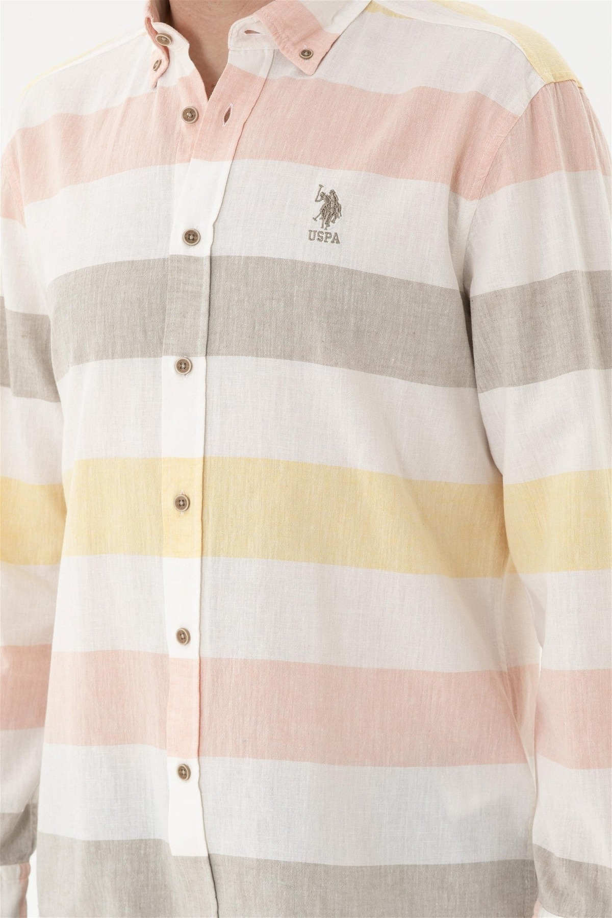 پیراهن مردانه خاکی یو اس پولو | 1837589.VR027 ELİFSU BUTİKHOME اورجینال - تصویر 6