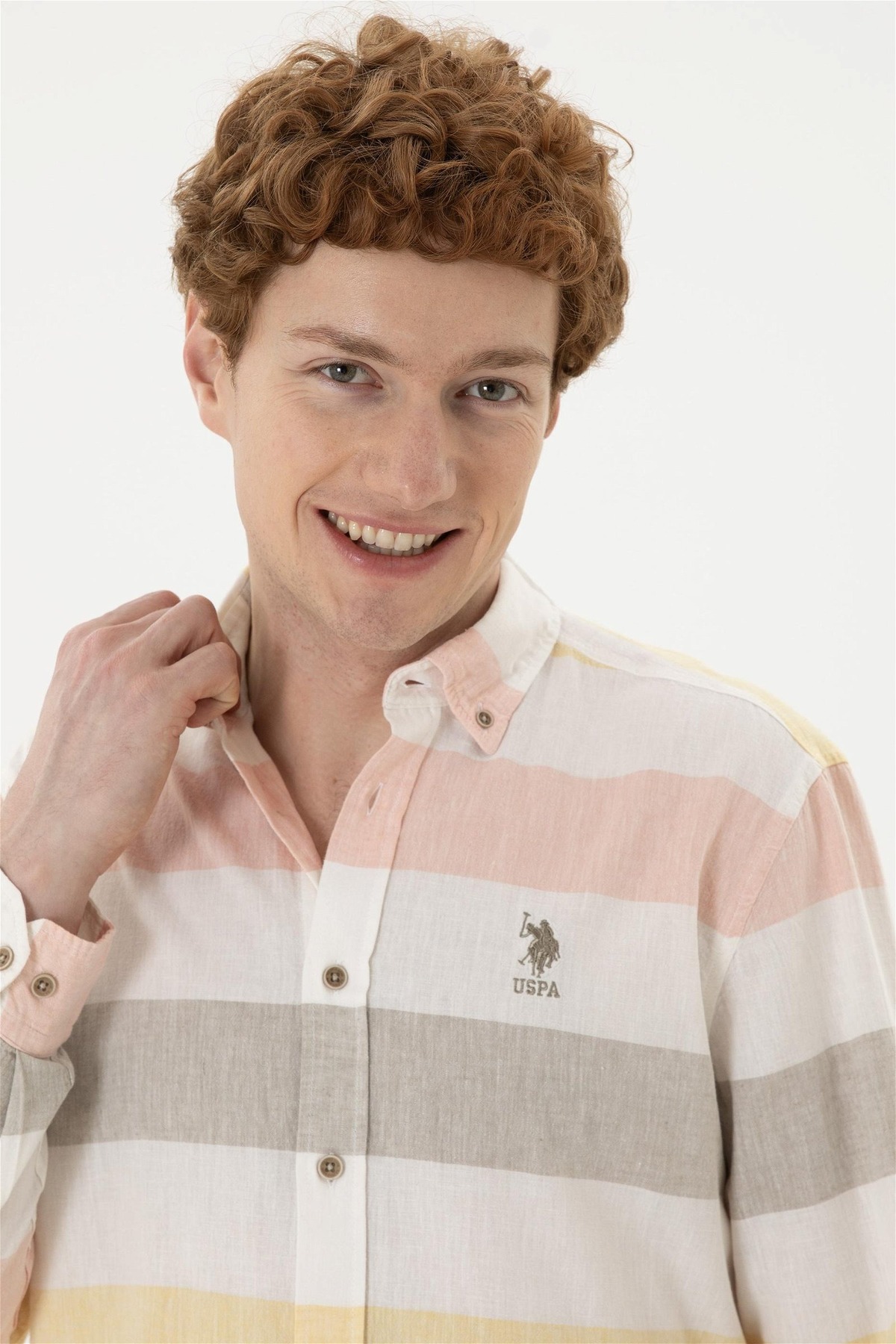 پیراهن مردانه خاکی یو اس پولو | 1837589.VR027 ELİFSU BUTİKHOME اورجینال - تصویر 2