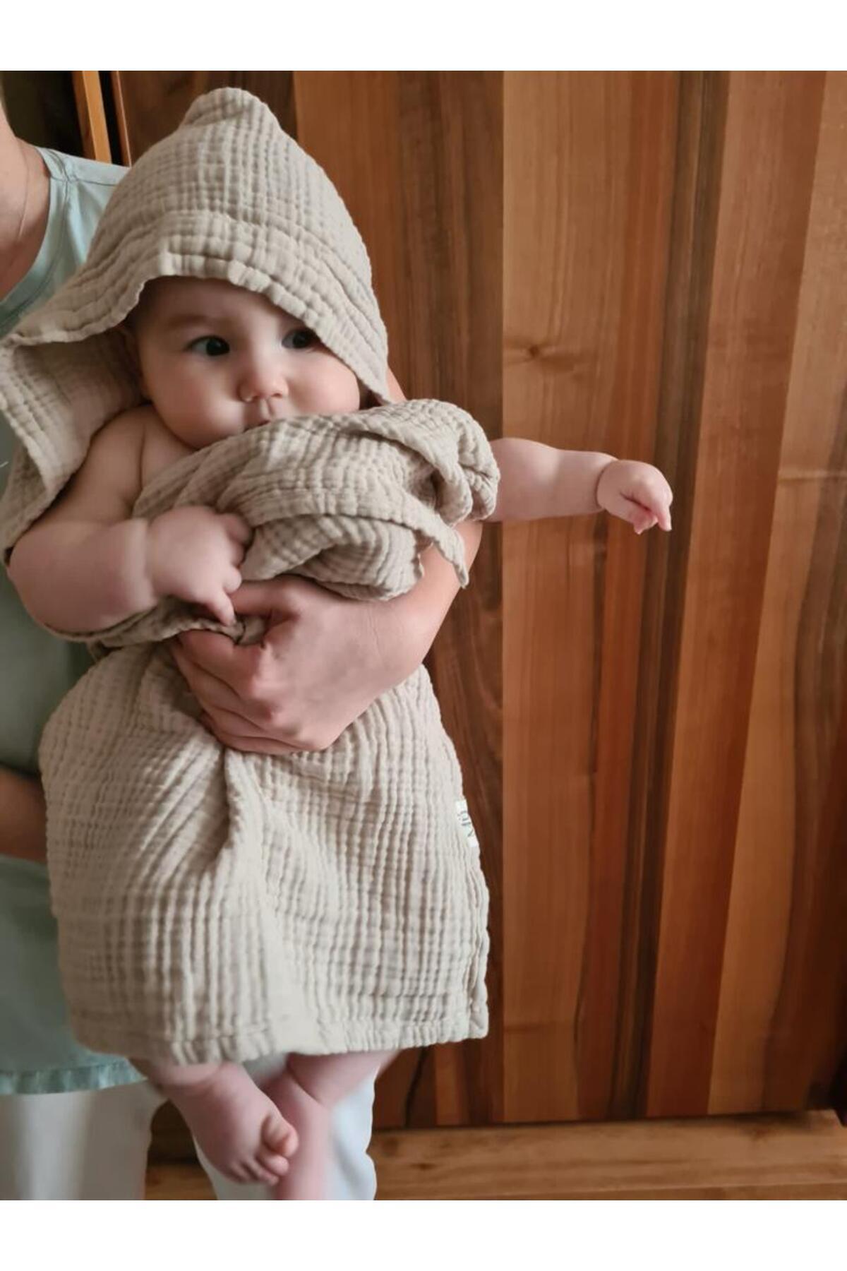Müslin Banyo Kurulama Örtüsü Gri 3