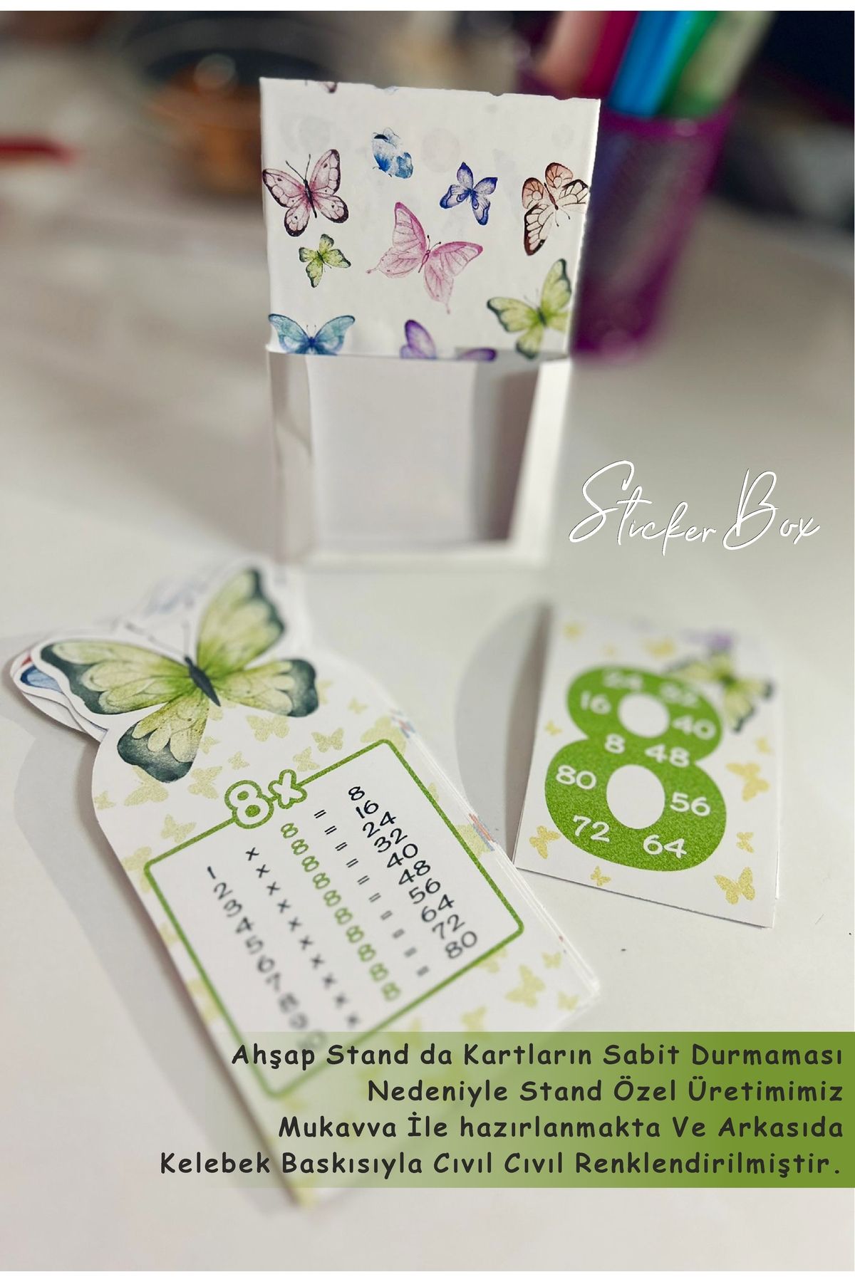 Think And Print-Butterfly Patterned Rhythmic Numbers Training Card for Kids - Desktop Multiplication Table 4