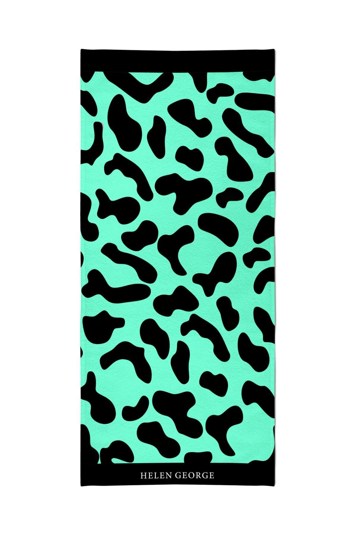 Helen George-Light Green Leopard Patterned Oversize Beach Towel - Hgtw0001358 3